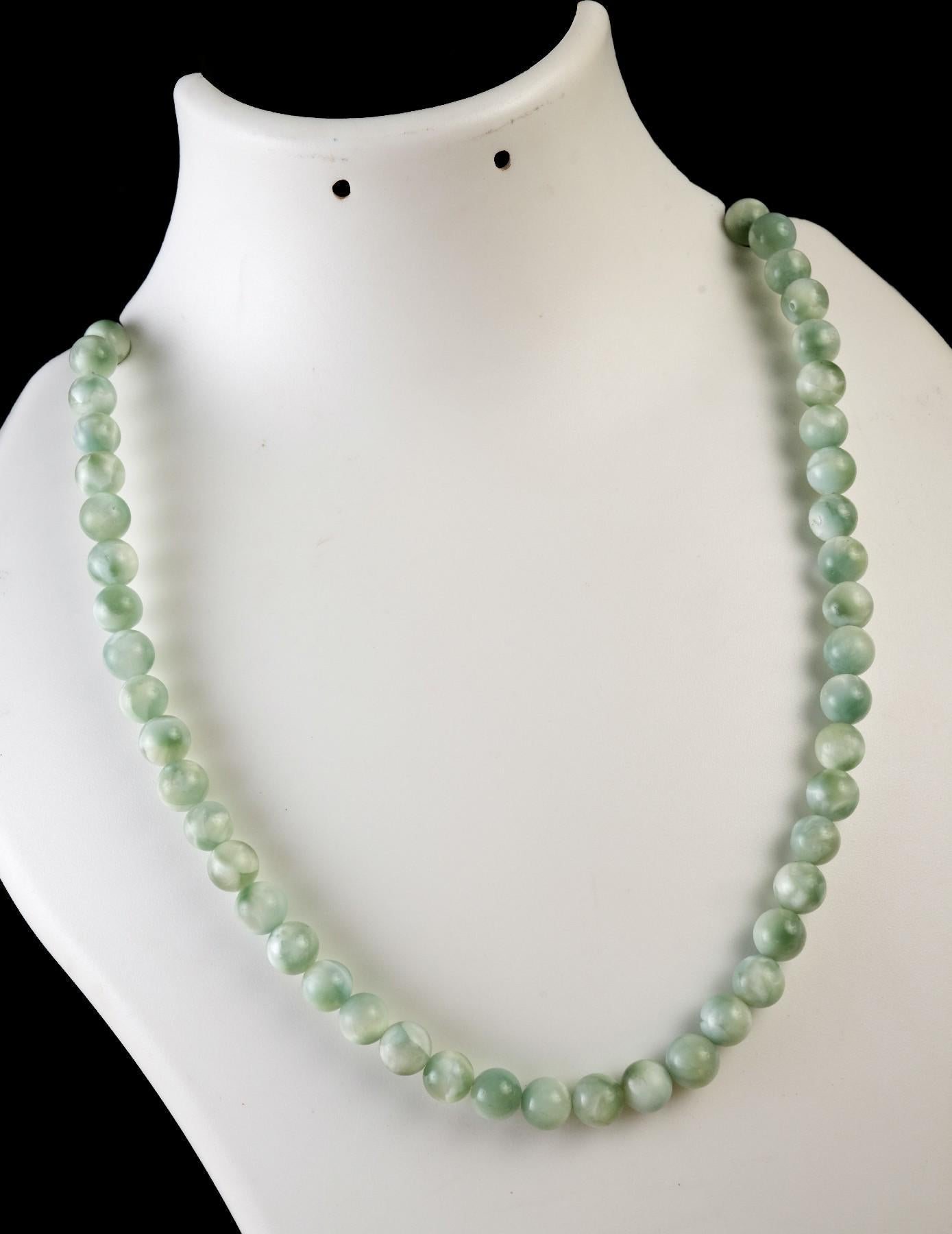 Genuine Angelite Beads Necklace / Handcrafted Adjustable Mala Necklace / 8 MM Round Smooth Beaded Necklace Jewelry For Her - AS & JG