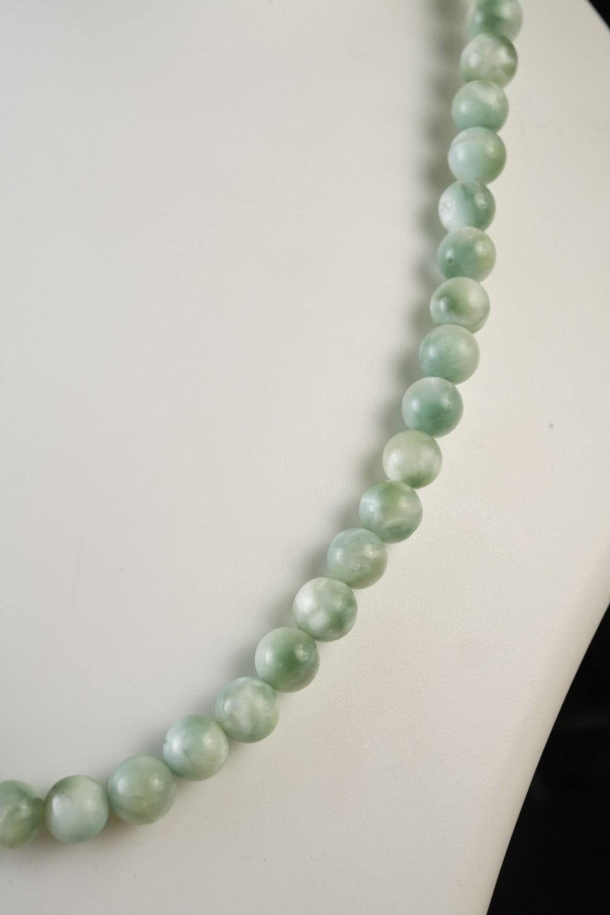 Genuine Angelite Beads Necklace / Handcrafted Adjustable Mala Necklace / 8 MM Round Smooth Beaded Necklace Jewelry For Her - AS & JG