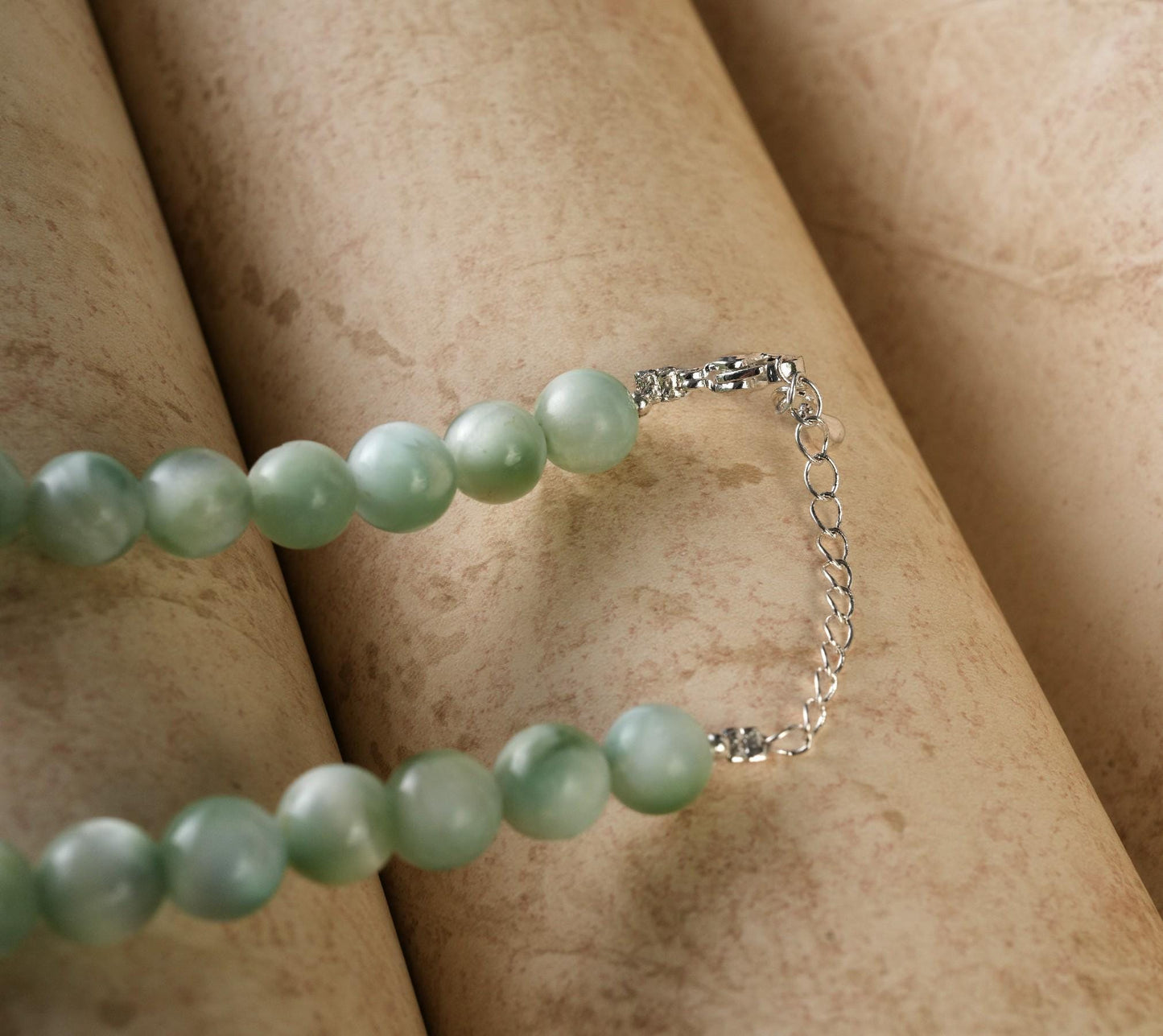 Genuine Angelite Beads Necklace / Handcrafted Adjustable Mala Necklace / 8 MM Round Smooth Beaded Necklace Jewelry For Her - AS & JG