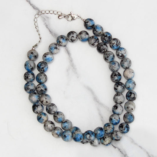 Genuine K2 Jasper Beads Necklace / Handcrafted Adjustable Mala Necklace / 8 MM Round Smooth Beaded Necklace Jewelry For Her - AS & JG