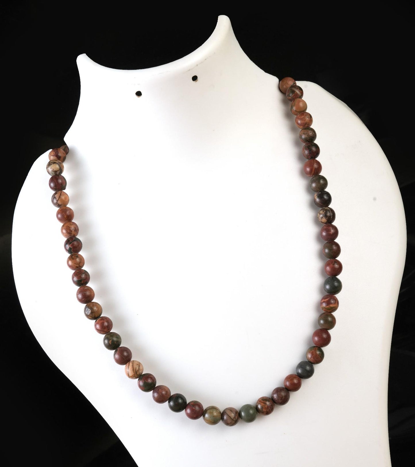 Genuine Picasso Jasper Beads Necklace / Handcrafted Adjustable Mala Necklace / 8 MM Round Smooth Beaded Necklace Jewelry For Her - AS & JG
