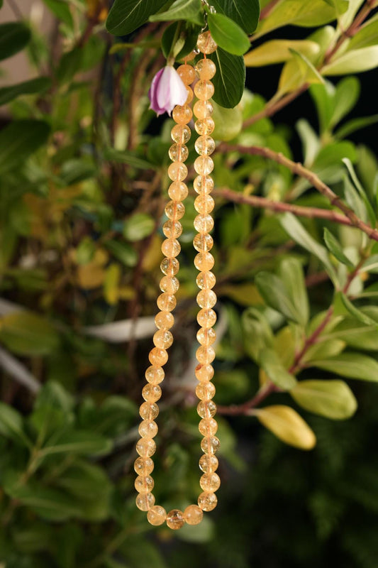 Genuine Yellow Crystal Beads Necklace / Handcrafted Adjustable Mala Necklace / 8 MM Round Smooth Beaded Necklace Jewelry For Her - AS & JG