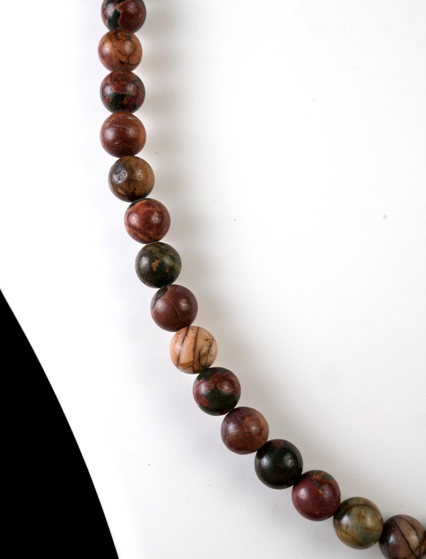 Genuine Picasso Jasper Beads Necklace / Handcrafted Adjustable Mala Necklace / 8 MM Round Smooth Beaded Necklace Jewelry For Her - AS & JG