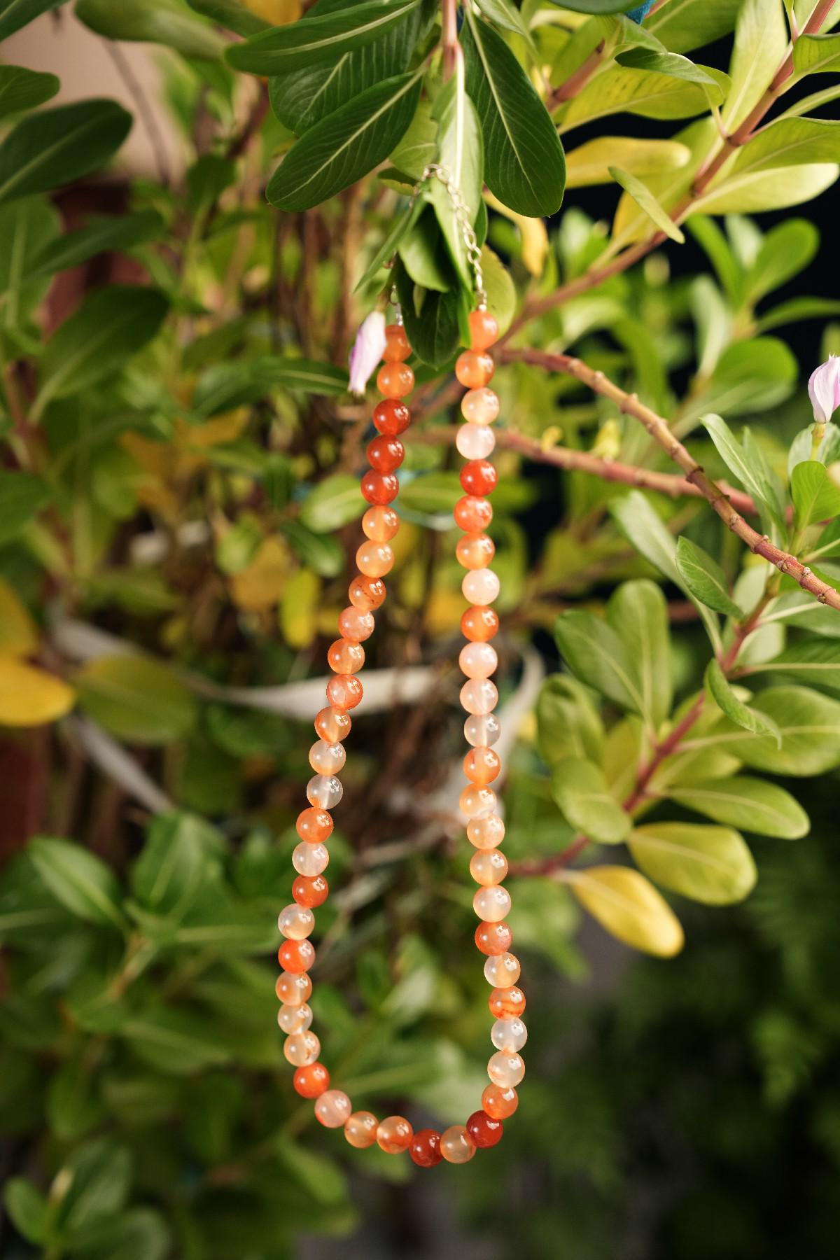 Genuine Carnelian Beads Necklace / Handcrafted Adjustable Mala Necklace / 8 MM Round Smooth Beaded Necklace Jewelry For Her - AS & JG