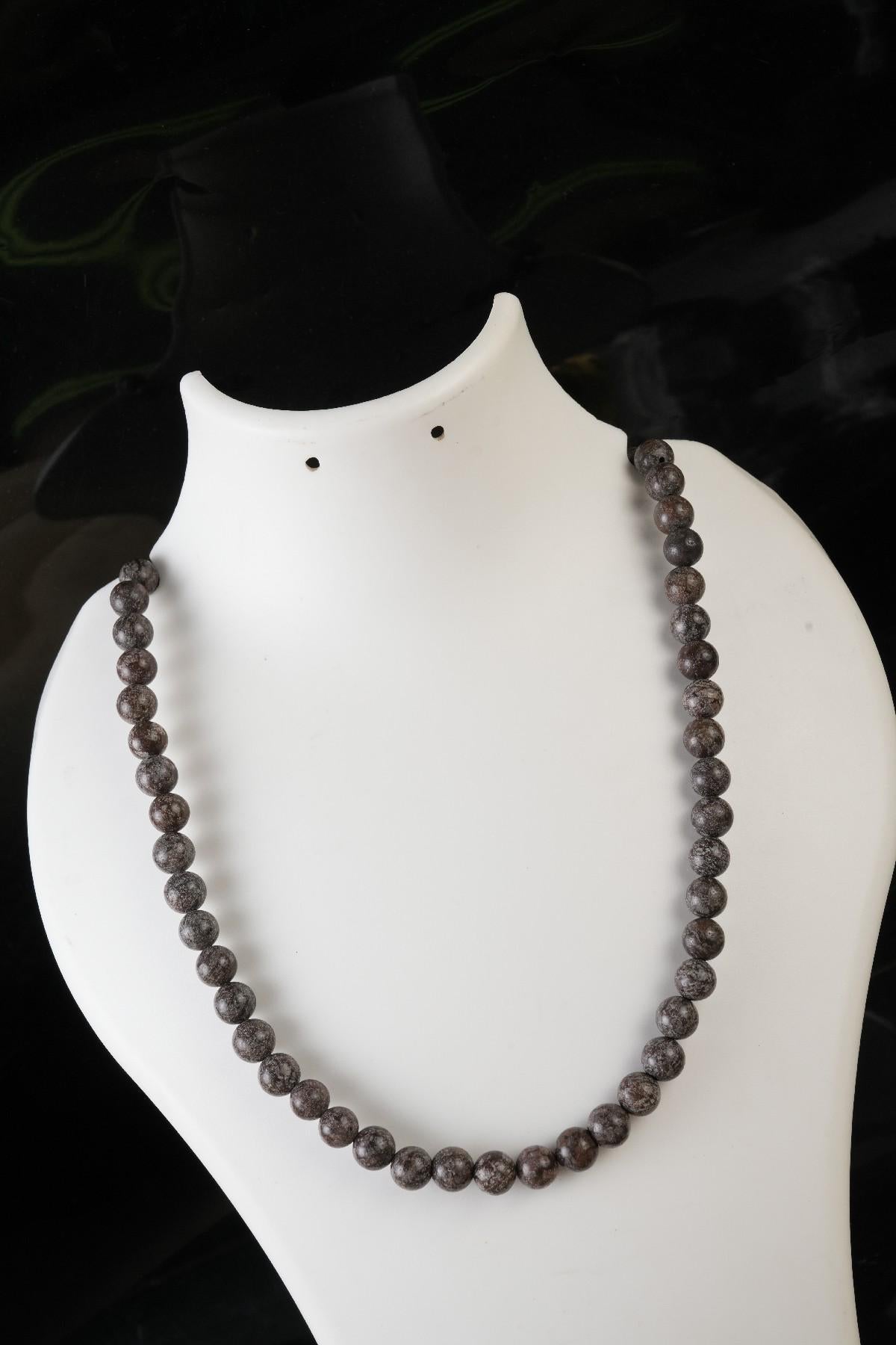Genuine Brown Snowflake Obsidian Beads Necklace / Handcrafted Adjustable Mala Necklace / 8 MM Round Smooth Beaded Necklace Jewelry For Her