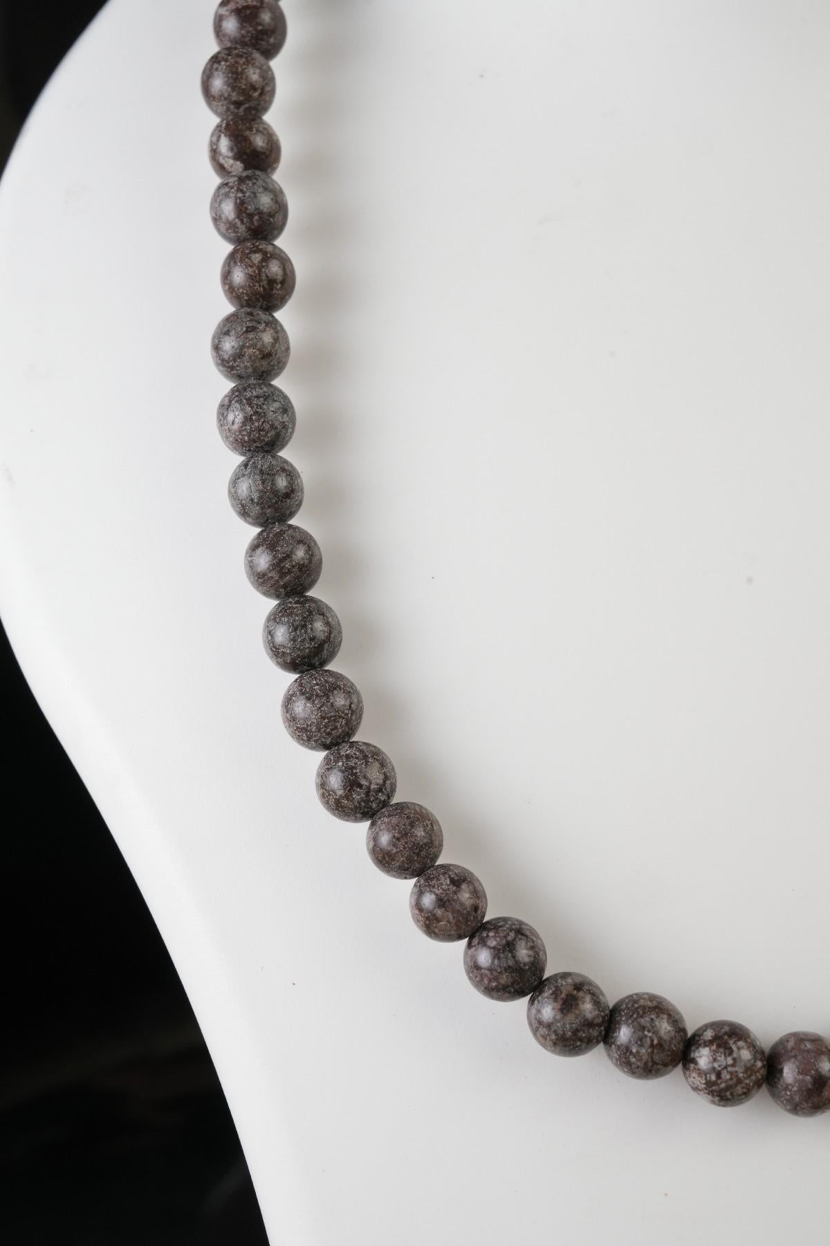 Genuine Brown Snowflake Obsidian Beads Necklace / Handcrafted Adjustable Mala Necklace / 8 MM Round Smooth Beaded Necklace Jewelry For Her