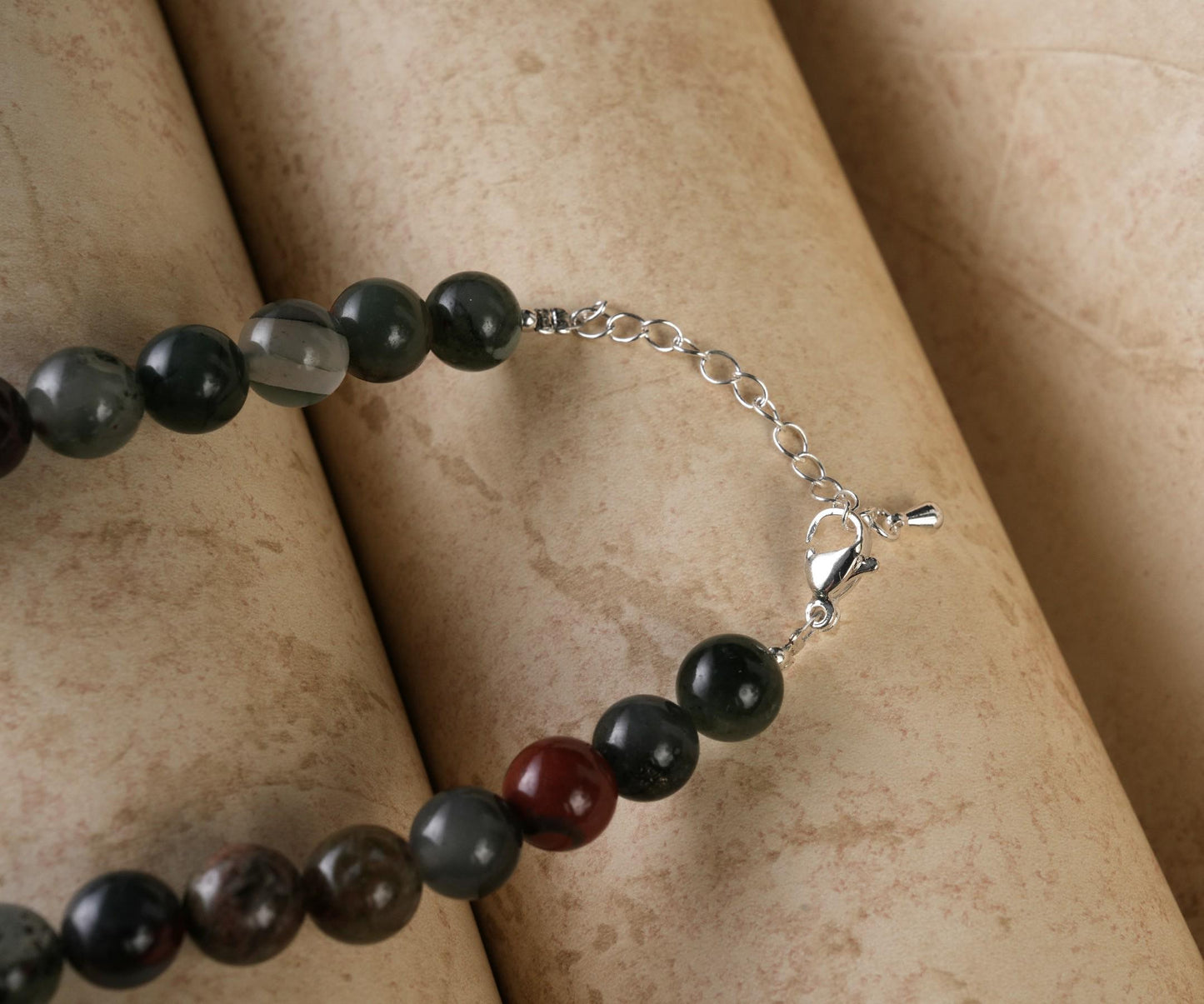Genuine Bloodstone Beads Necklace / Handcrafted Adjustable Mala Necklace / 8 MM Round Smooth Beaded Necklace Jewelry For Her - AS & JG