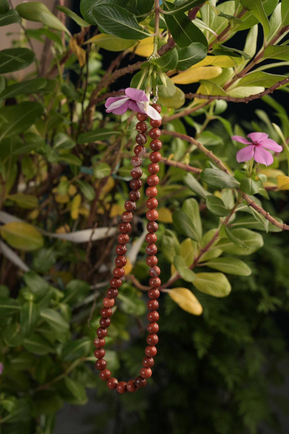 Genuine Red Jasper Beads Necklace / Handcrafted Adjustable Mala Necklace / 8 MM Round Smooth Beaded Necklace Jewelry For Her - AS & JG