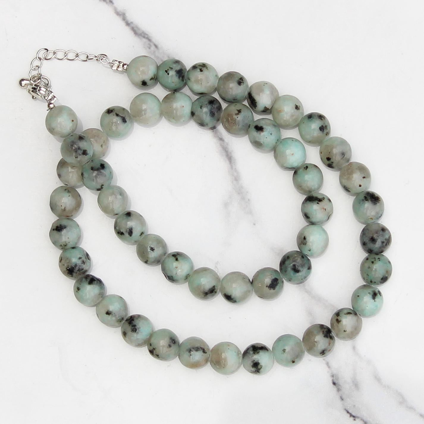 Genuine Kiwi Jasper Beads Necklace / Handcrafted Adjustable Mala Necklace / 8 MM Round Smooth Beaded Necklace Jewelry For Her - AS & JG