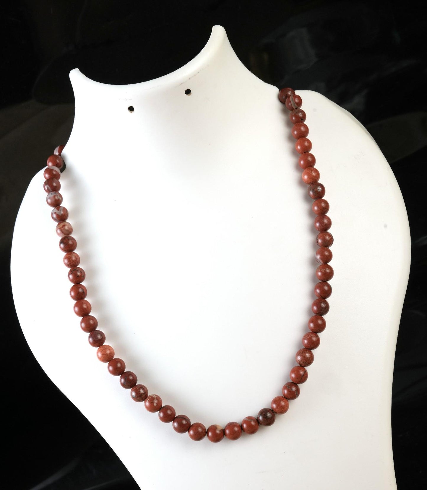 Genuine Red Jasper Beads Necklace / Handcrafted Adjustable Mala Necklace / 8 MM Round Smooth Beaded Necklace Jewelry For Her - AS & JG