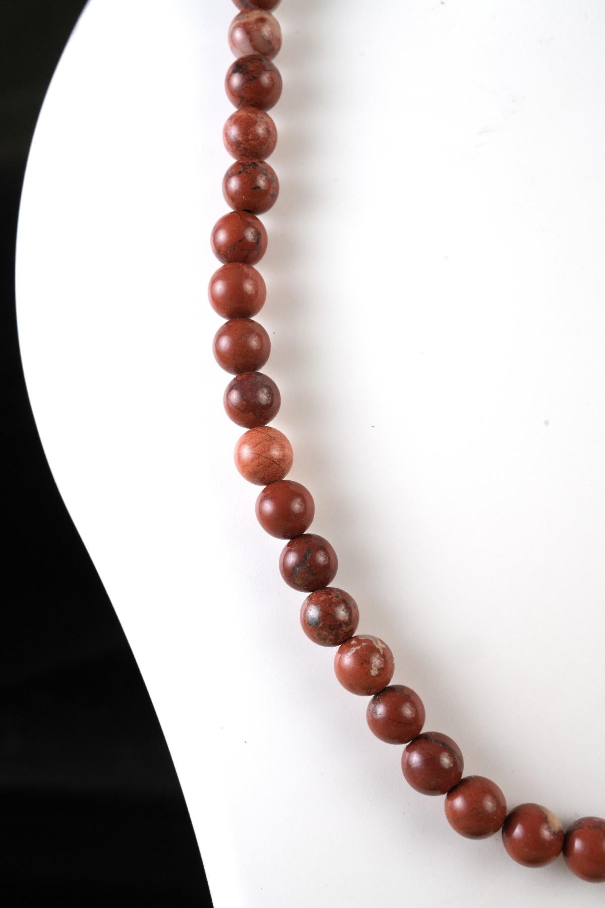 Genuine Red Jasper Beads Necklace / Handcrafted Adjustable Mala Necklace / 8 MM Round Smooth Beaded Necklace Jewelry For Her - AS & JG
