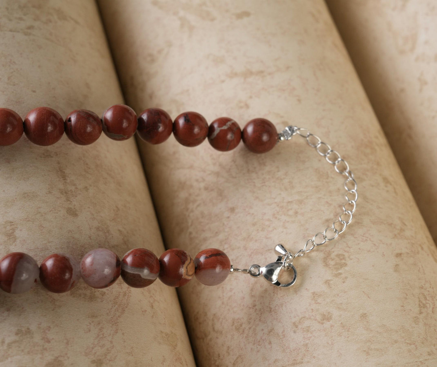 Genuine Red Jasper Beads Necklace / Handcrafted Adjustable Mala Necklace / 8 MM Round Smooth Beaded Necklace Jewelry For Her - AS & JG