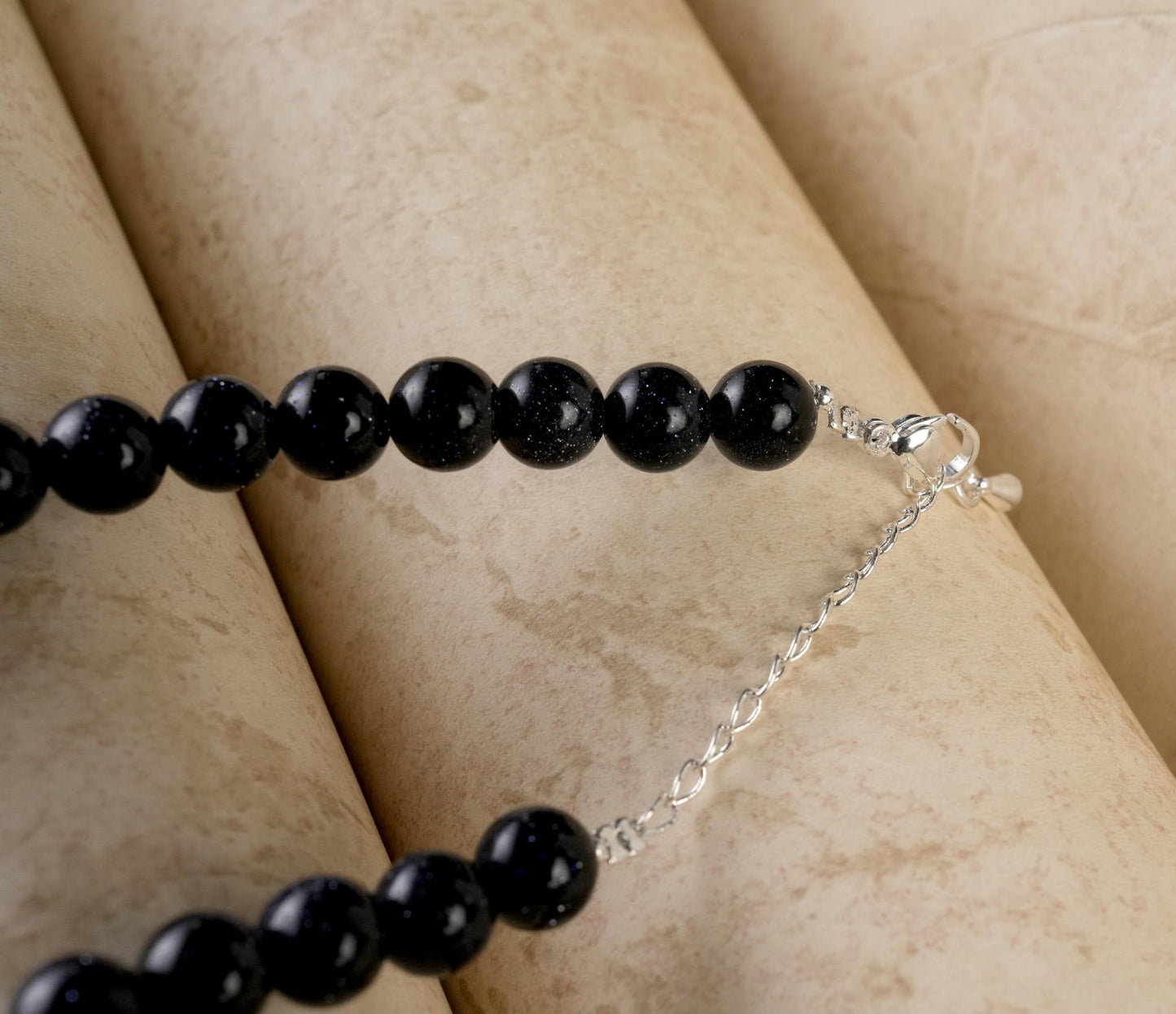 Genuine Blue Sandstone Beads Necklace / Handcrafted Adjustable Mala Necklace / 8 MM Round Smooth Beaded Necklace Jewelry For Her - AS & JG