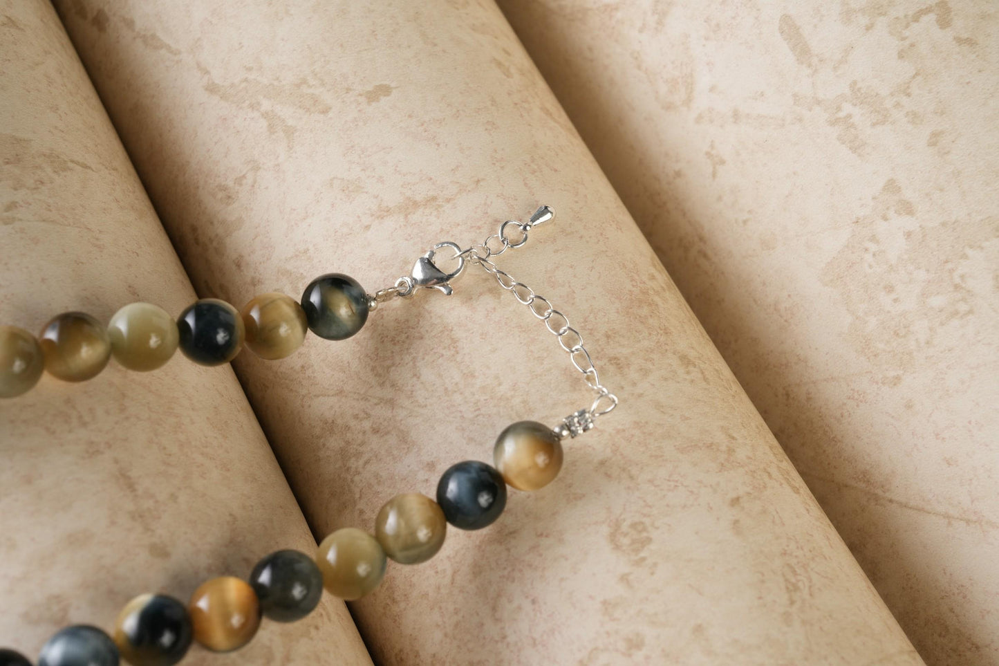 Genuine Pietersite Tiger's Eye Beads Necklace / Handcrafted Adjustable Mala Necklace / 8 MM Round Smooth Beaded Necklace Jewelry For Her