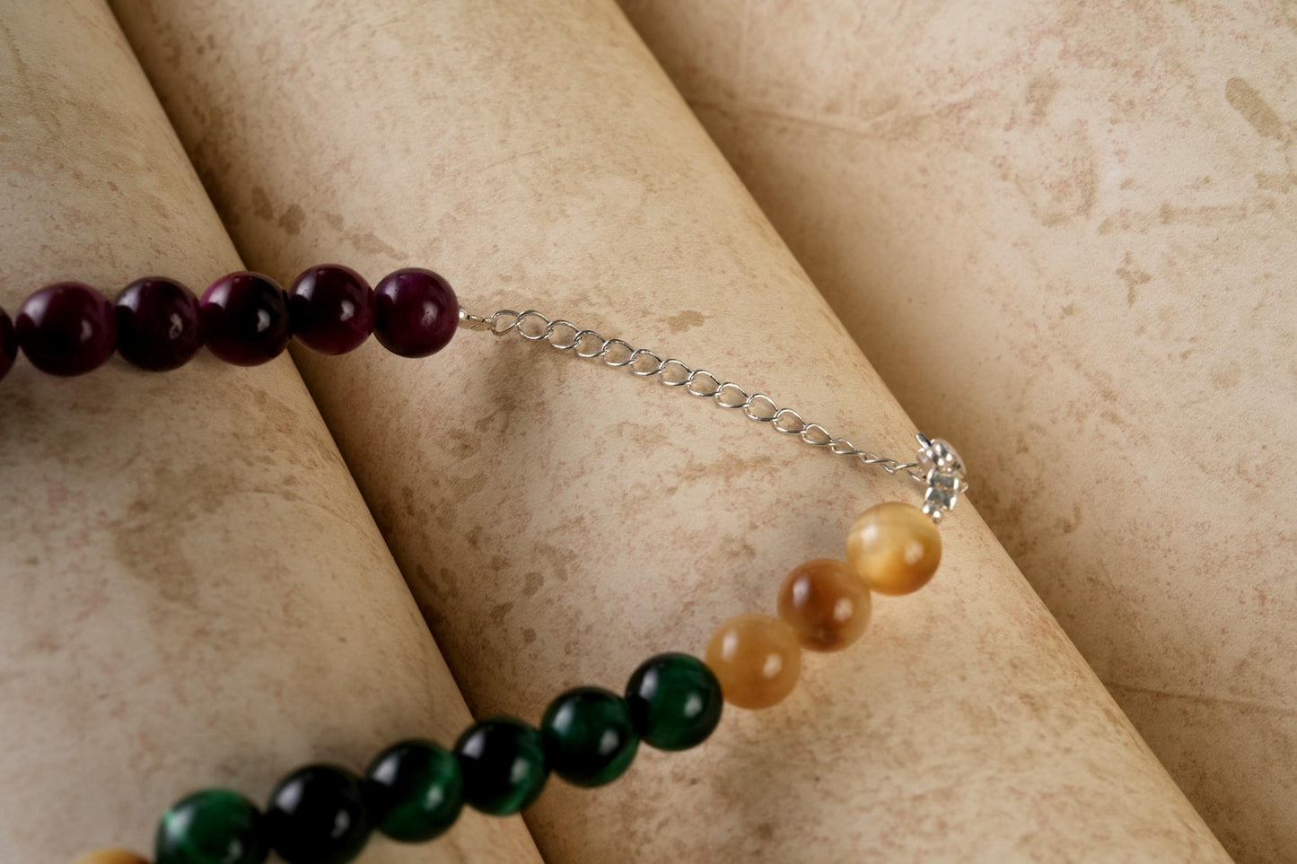 Genuine Multi Tigers Eye Beads Necklace / Handcrafted Adjustable Mala Necklace / 8 MM Round Smooth Beaded Necklace Jewelry For Her - AS & JG