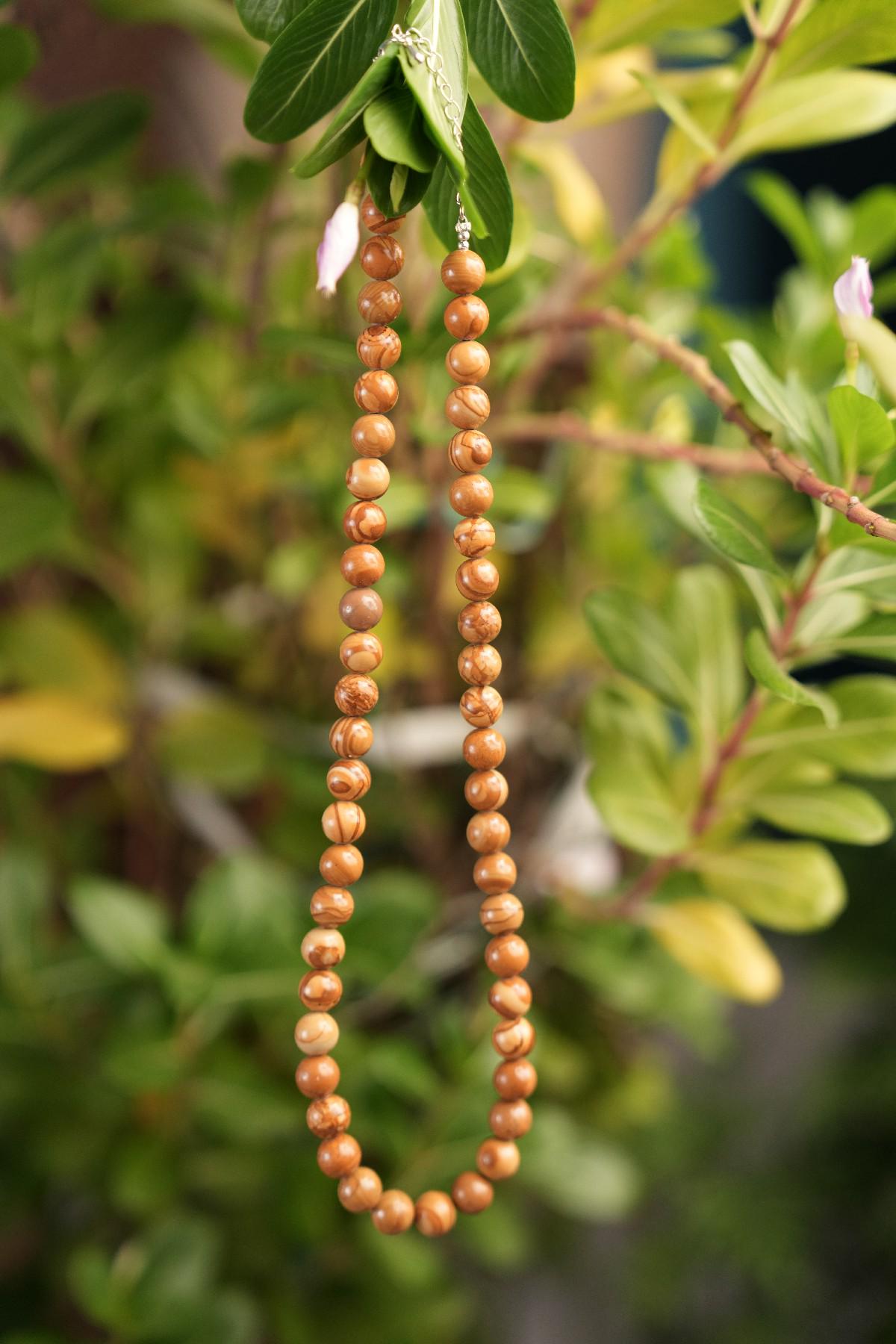 Genuine Camel Skin Jasper Beads Necklace / Handcrafted Adjustable Mala Necklace / 8 MM Round Smooth Beaded Necklace Jewelry For Her -AS & JG