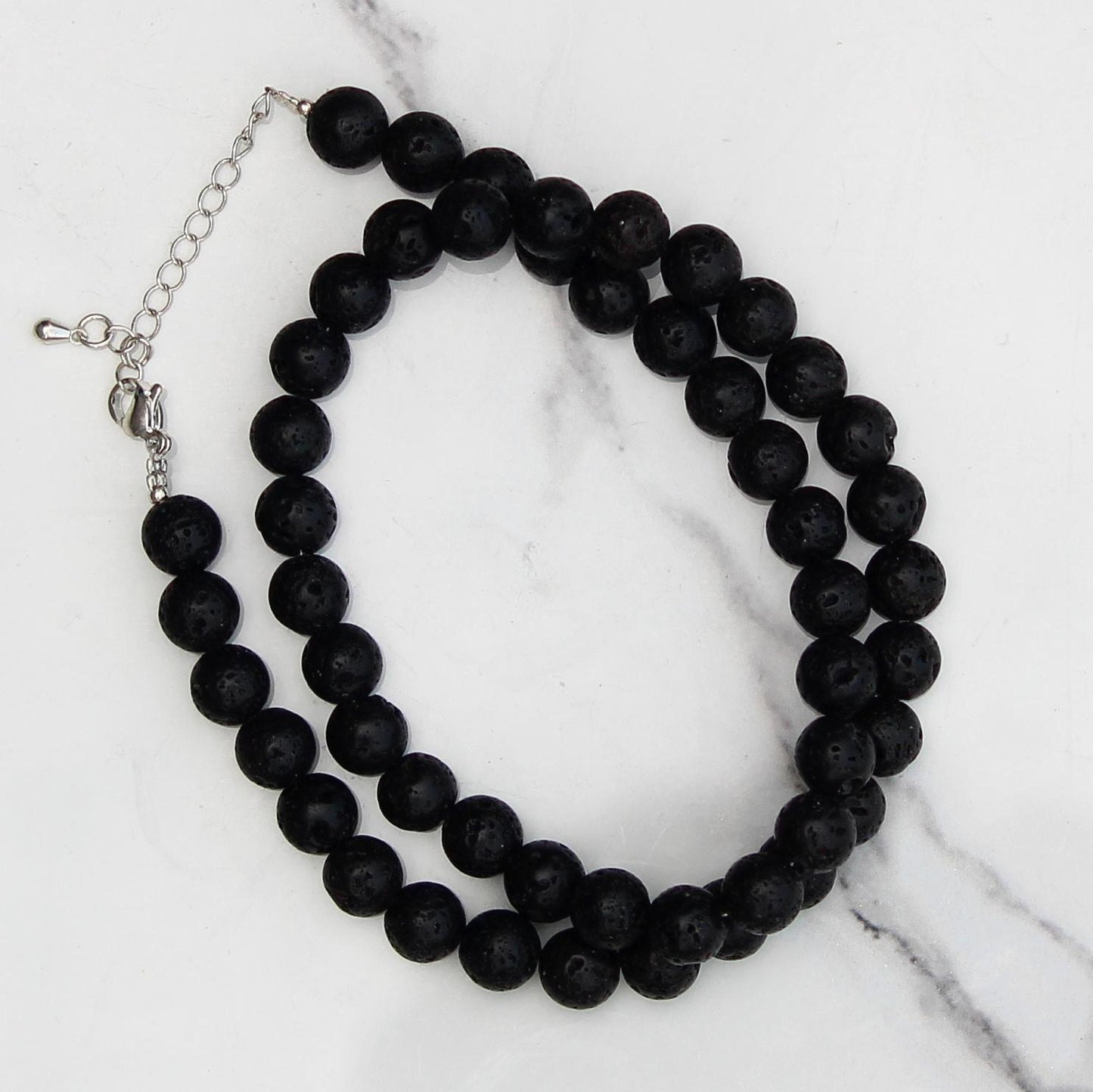 Genuine Lava Stone Beads Necklace / Handcrafted Adjustable Mala Necklace / 8 MM Round Smooth Beaded Necklace Jewelry For Her - AS & JG
