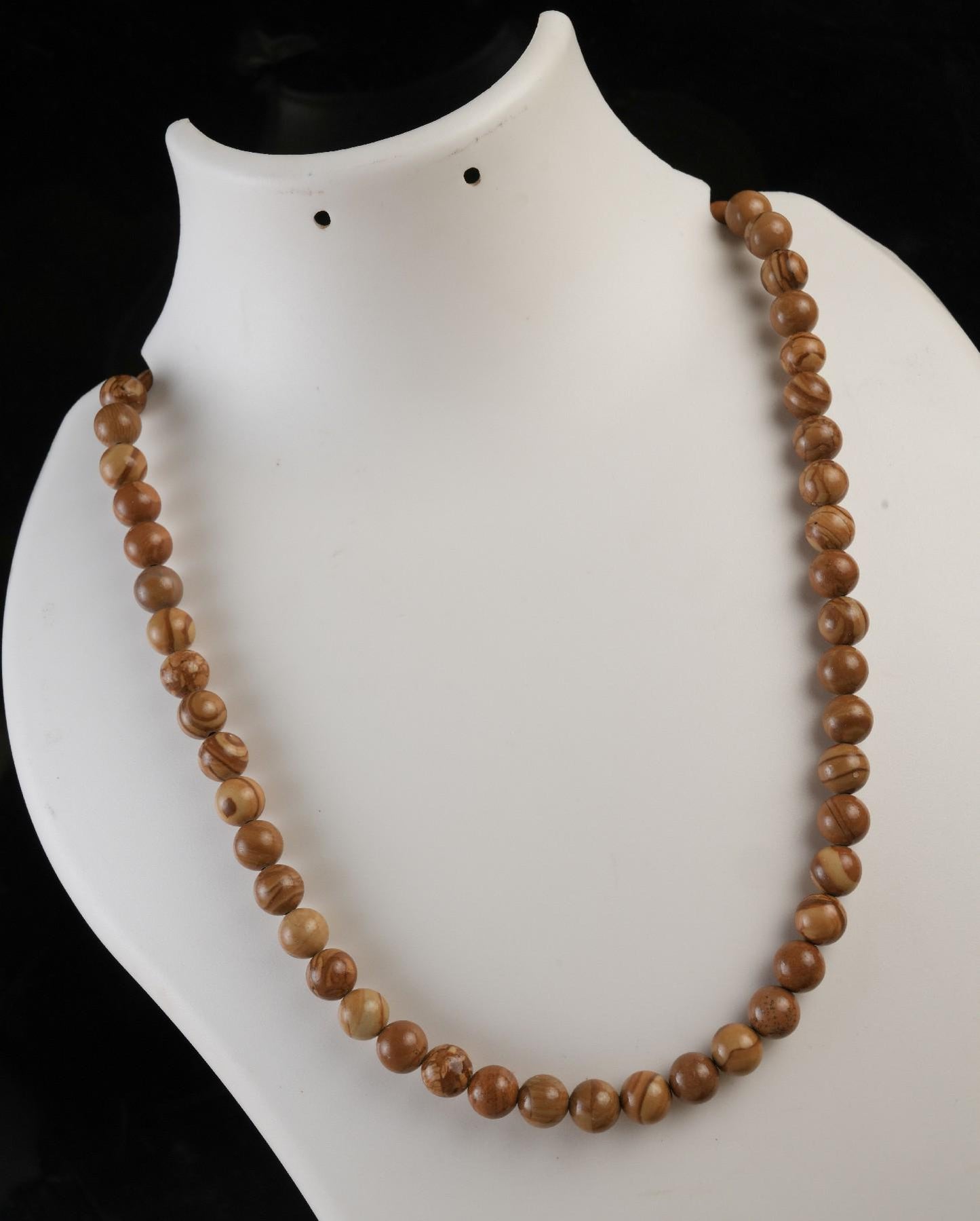 Genuine Camel Skin Jasper Beads Necklace / Handcrafted Adjustable Mala Necklace / 8 MM Round Smooth Beaded Necklace Jewelry For Her -AS & JG