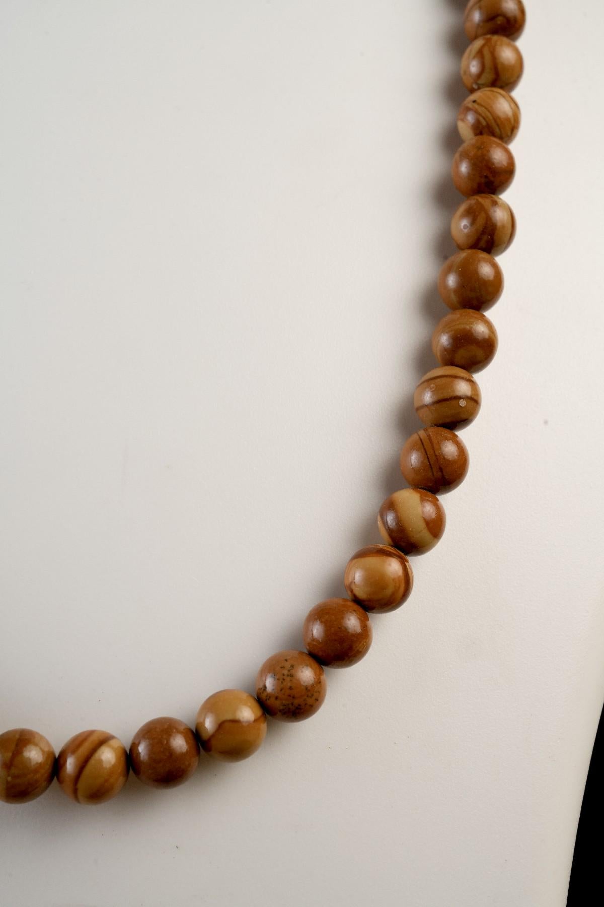 Genuine Camel Skin Jasper Beads Necklace / Handcrafted Adjustable Mala Necklace / 8 MM Round Smooth Beaded Necklace Jewelry For Her -AS & JG