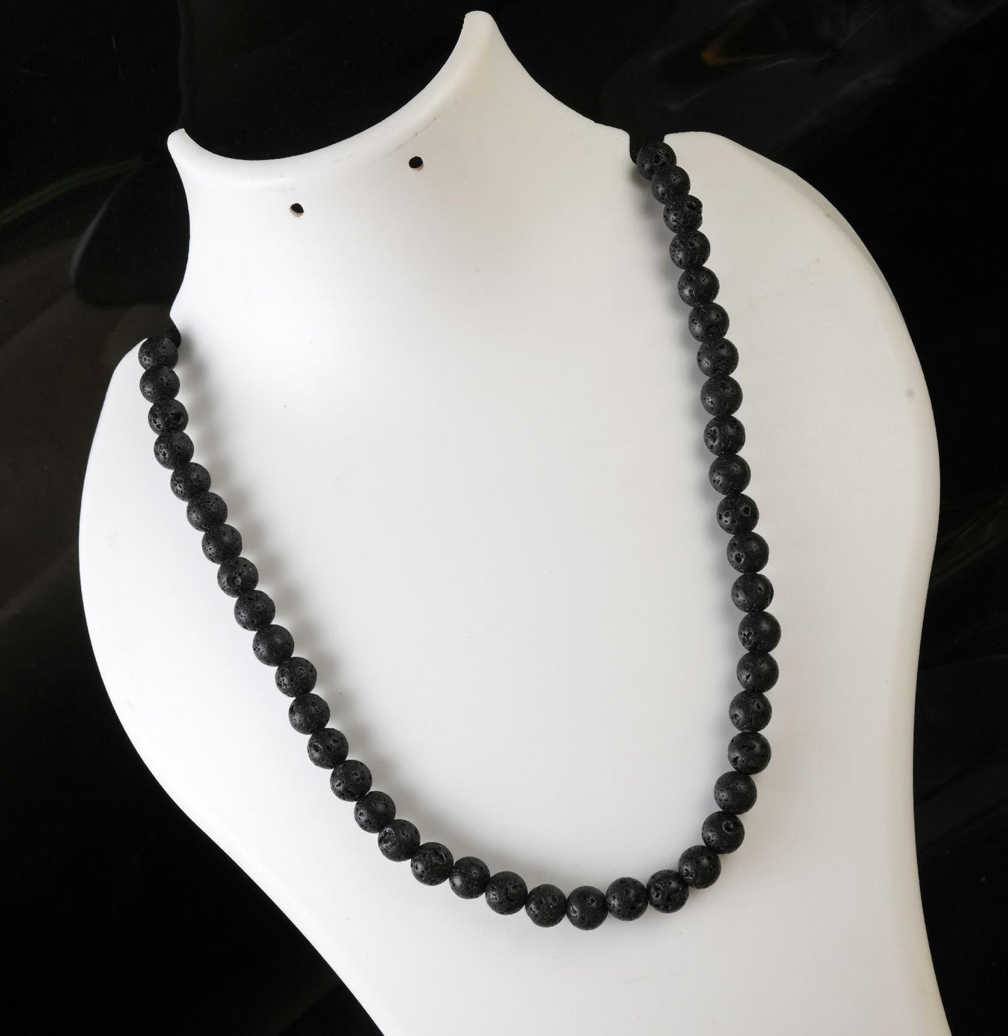 Genuine Lava Stone Beads Necklace / Handcrafted Adjustable Mala Necklace / 8 MM Round Smooth Beaded Necklace Jewelry For Her - AS & JG