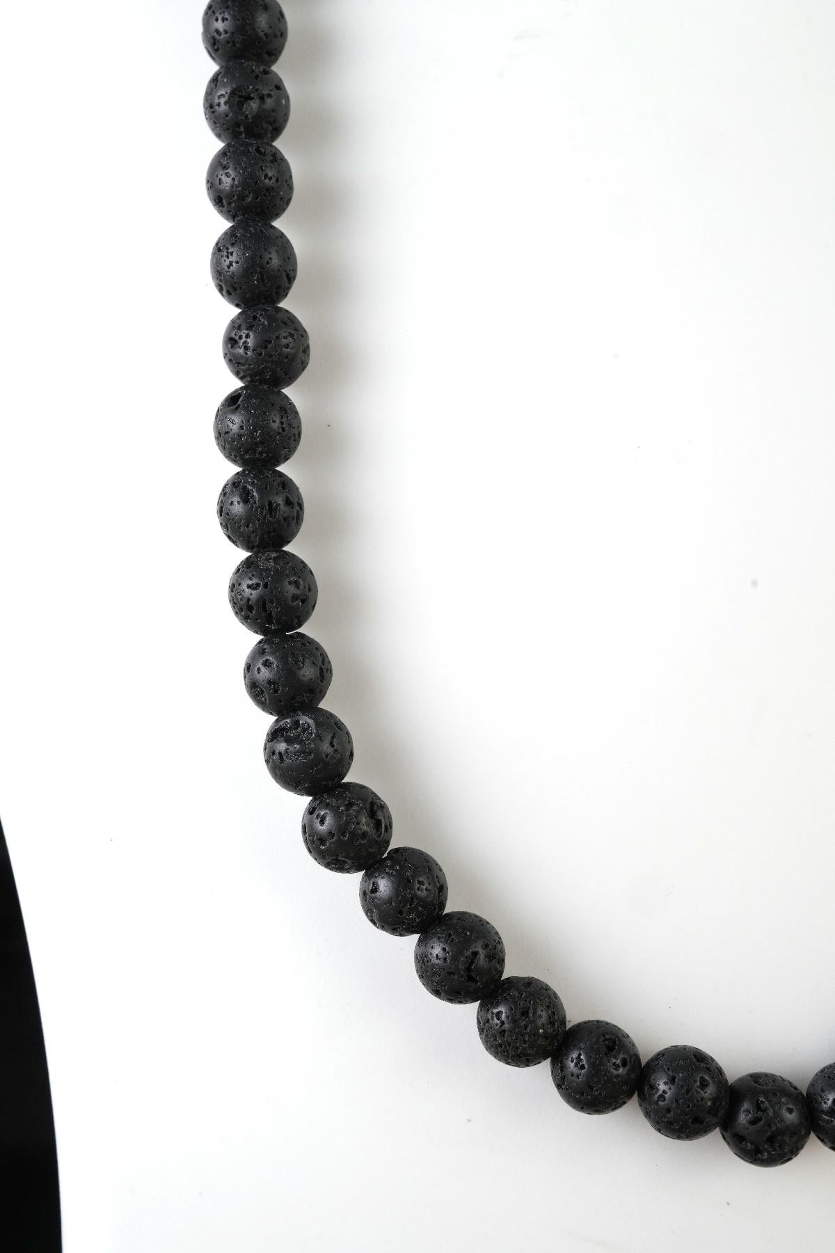 Genuine Lava Stone Beads Necklace / Handcrafted Adjustable Mala Necklace / 8 MM Round Smooth Beaded Necklace Jewelry For Her - AS & JG