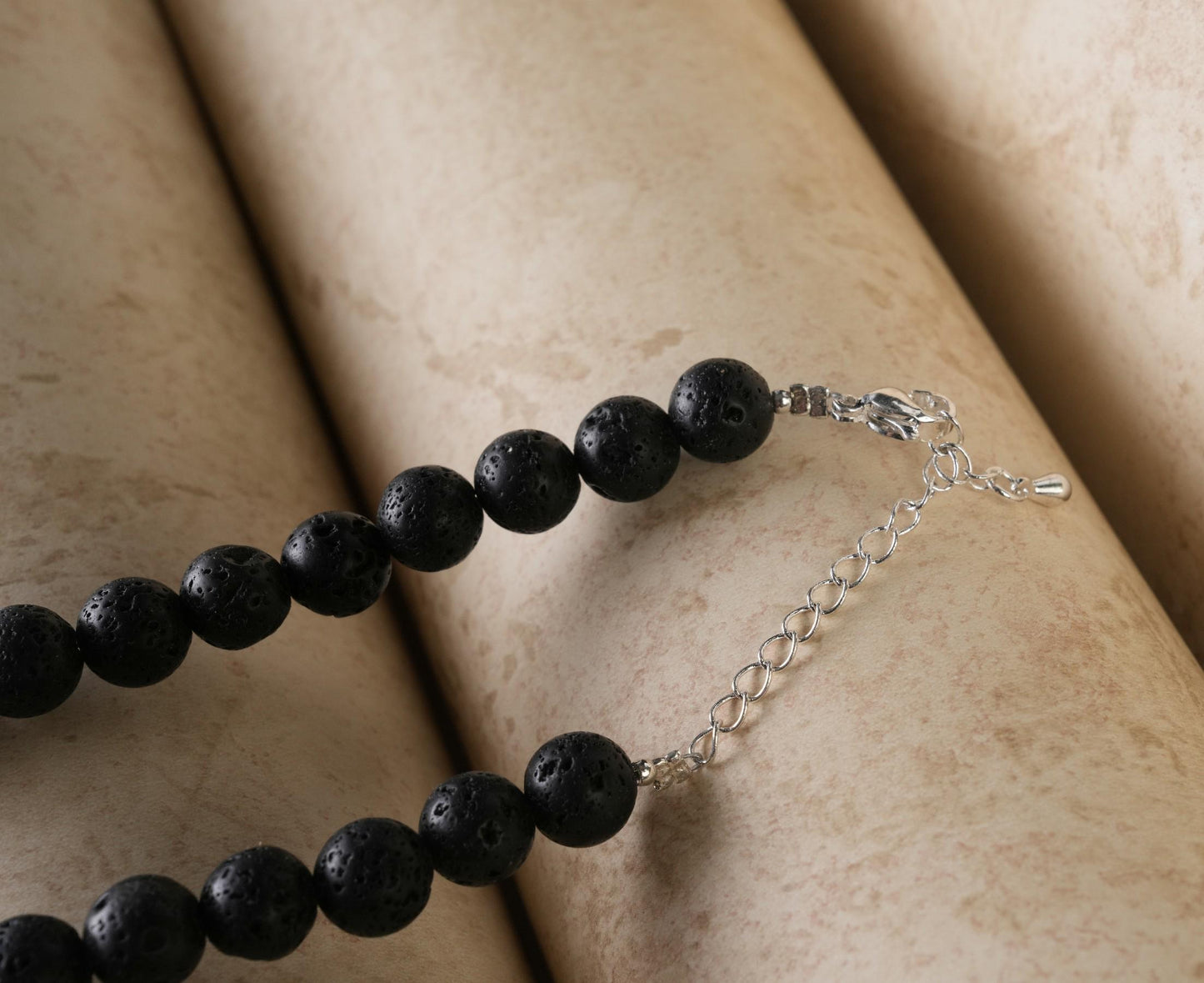 Genuine Lava Stone Beads Necklace / Handcrafted Adjustable Mala Necklace / 8 MM Round Smooth Beaded Necklace Jewelry For Her - AS & JG