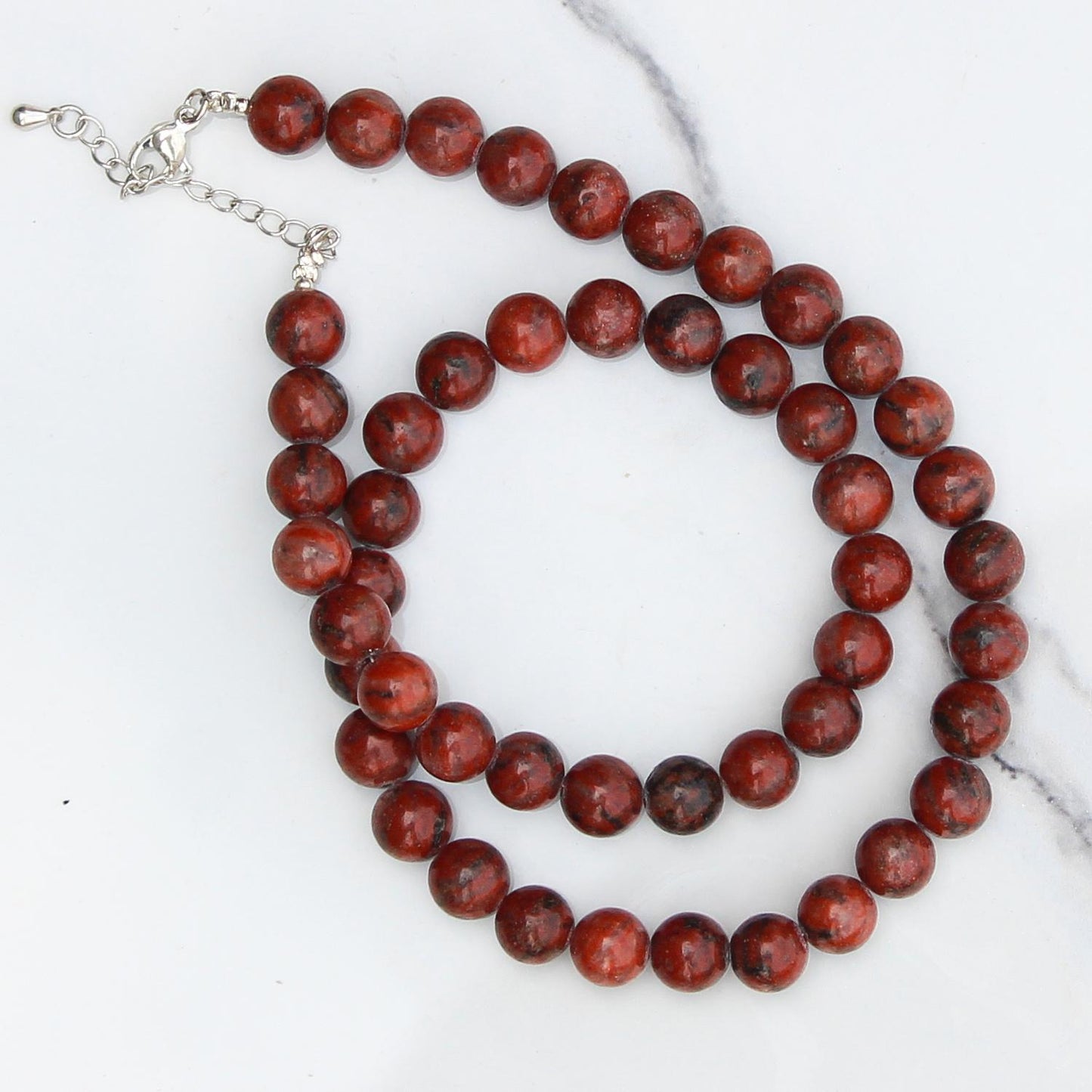 Genuine Dark Red Jasper Beads Necklace / Handcrafted Adjustable Mala Necklace / 8 MM Round Smooth Beaded Necklace Jewelry For Her - AS & JG