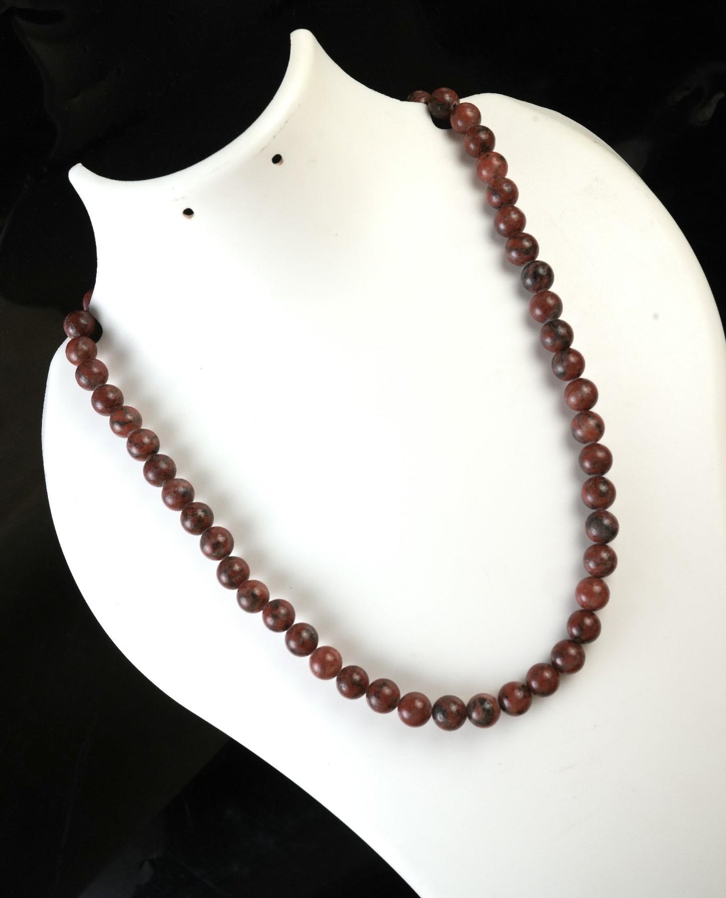 Genuine Dark Red Jasper Beads Necklace / Handcrafted Adjustable Mala Necklace / 8 MM Round Smooth Beaded Necklace Jewelry For Her - AS & JG