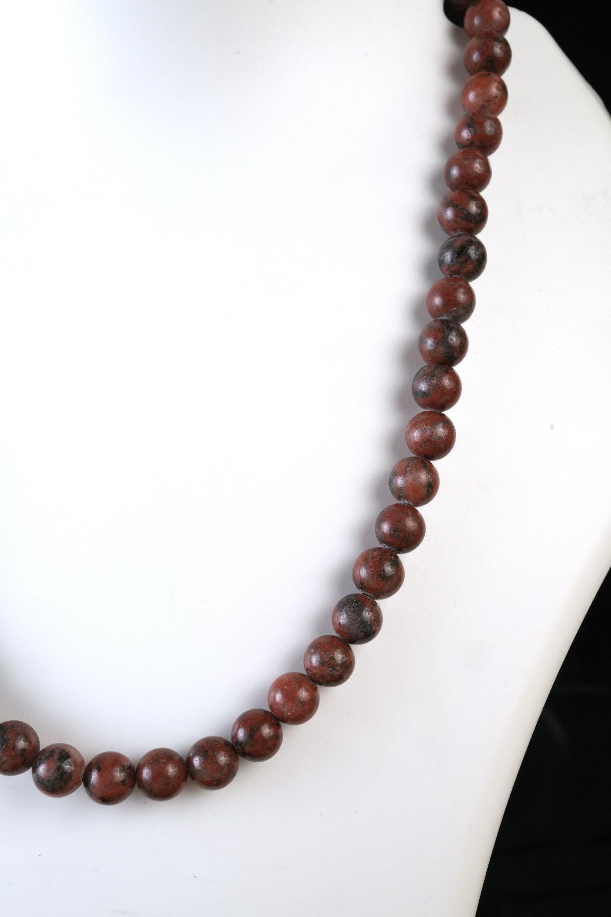 Genuine Dark Red Jasper Beads Necklace / Handcrafted Adjustable Mala Necklace / 8 MM Round Smooth Beaded Necklace Jewelry For Her - AS & JG
