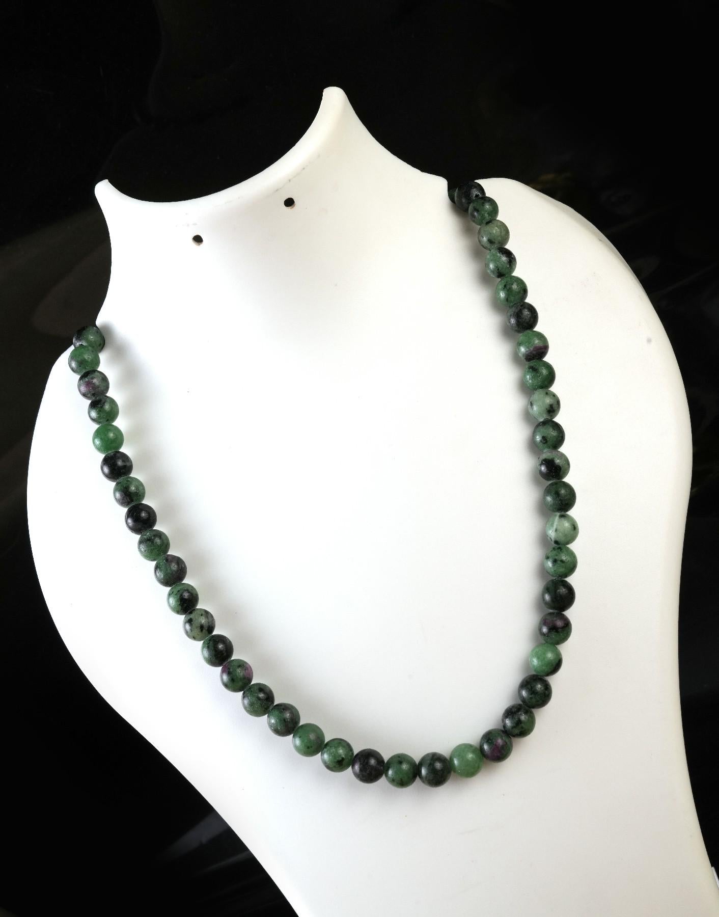 Genuine Ruby Zoisite Beads Necklace / Handcrafted Adjustable Mala Necklace / 8 MM Round Smooth Beaded Necklace Jewelry For Her - AS & JG