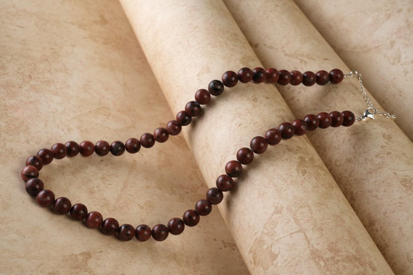 Genuine Dark Red Jasper Beads Necklace / Handcrafted Adjustable Mala Necklace / 8 MM Round Smooth Beaded Necklace Jewelry For Her - AS & JG