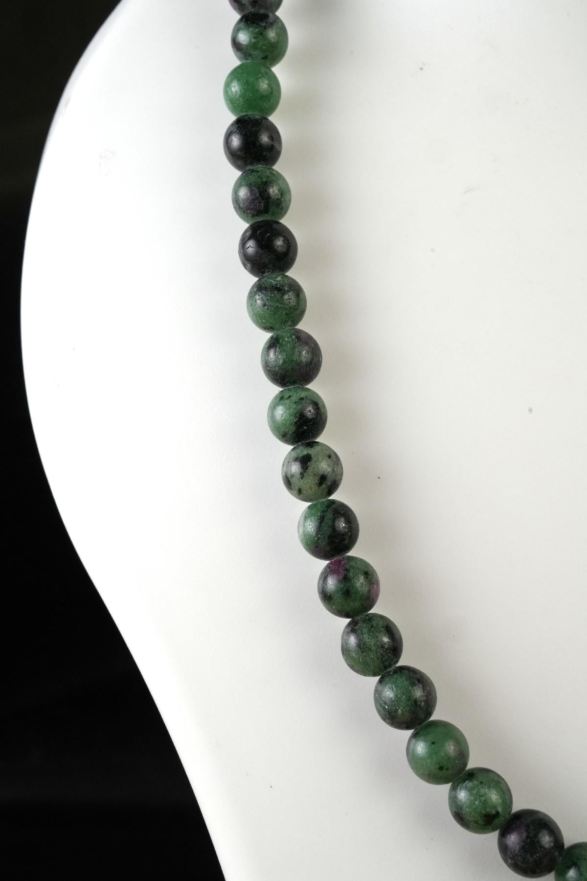 Genuine Ruby Zoisite Beads Necklace / Handcrafted Adjustable Mala Necklace / 8 MM Round Smooth Beaded Necklace Jewelry For Her - AS & JG