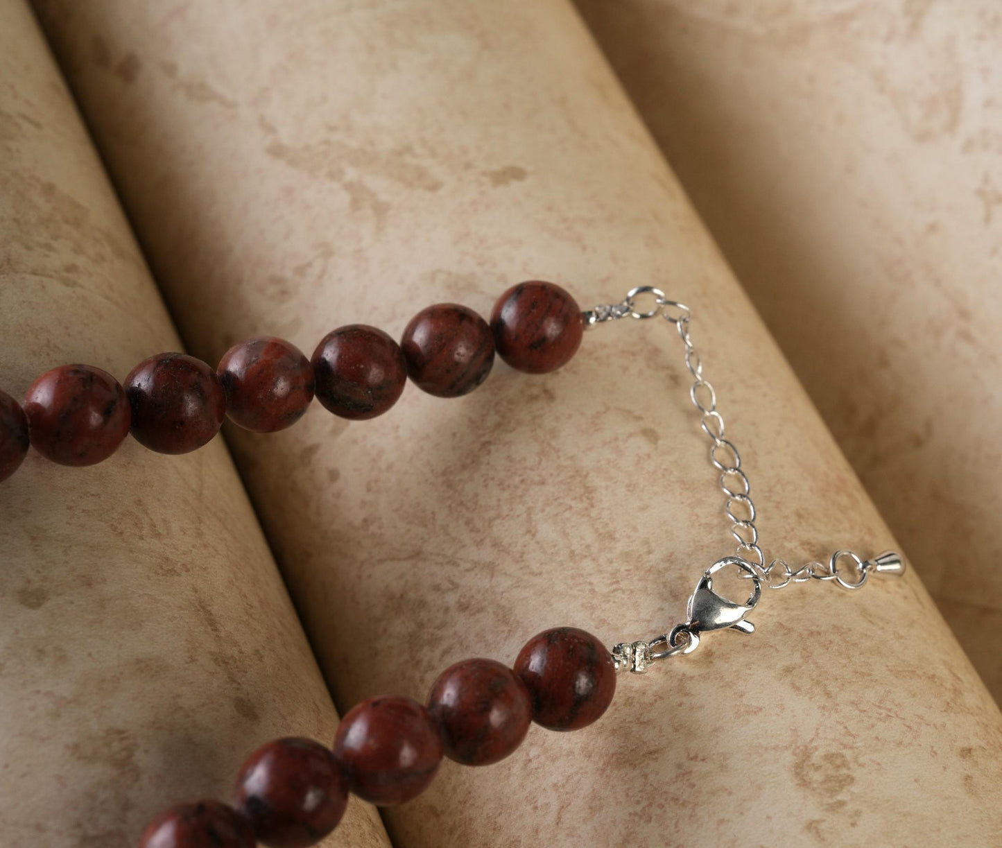 Genuine Dark Red Jasper Beads Necklace / Handcrafted Adjustable Mala Necklace / 8 MM Round Smooth Beaded Necklace Jewelry For Her - AS & JG