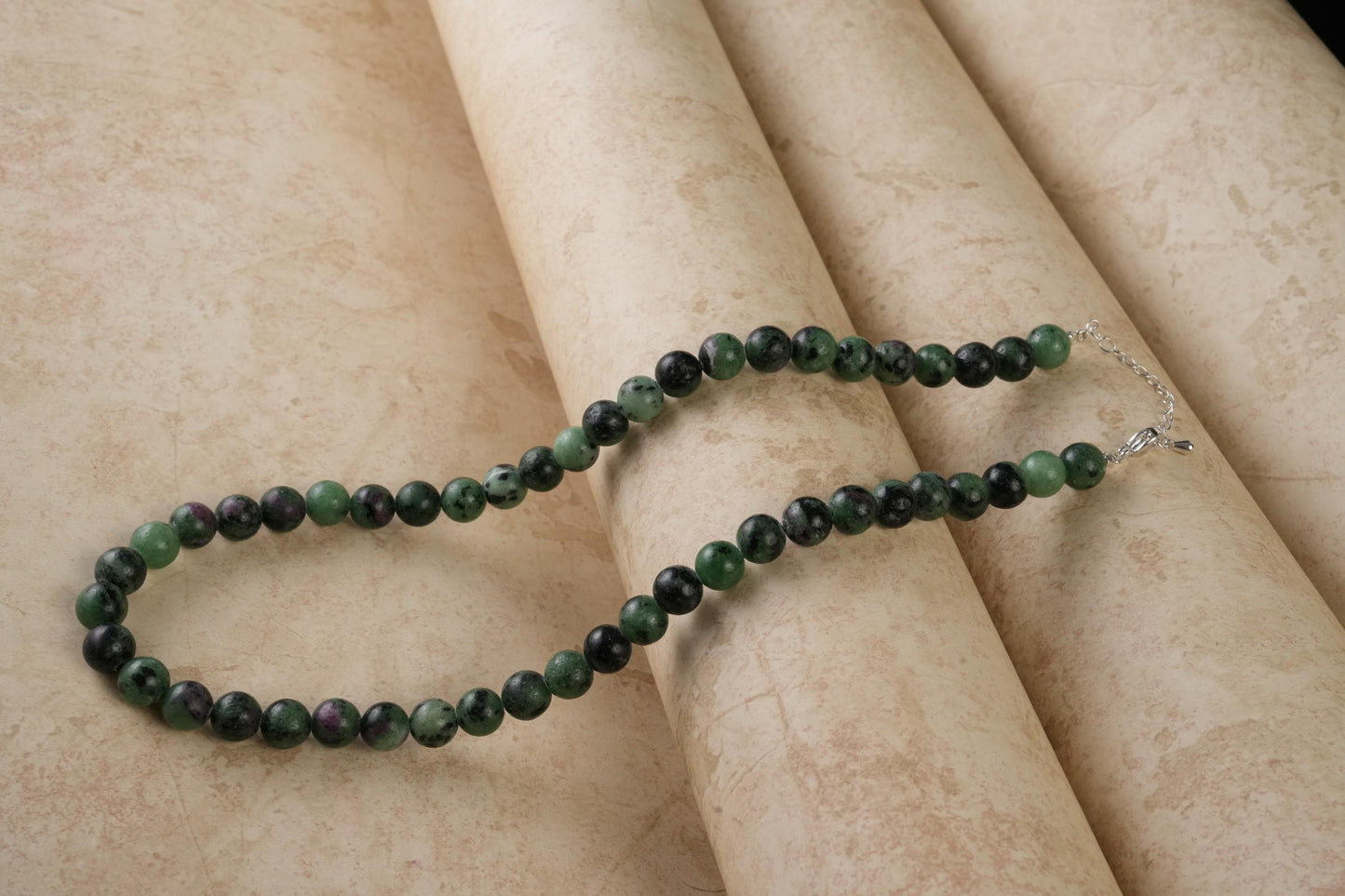 Genuine Ruby Zoisite Beads Necklace / Handcrafted Adjustable Mala Necklace / 8 MM Round Smooth Beaded Necklace Jewelry For Her - AS & JG