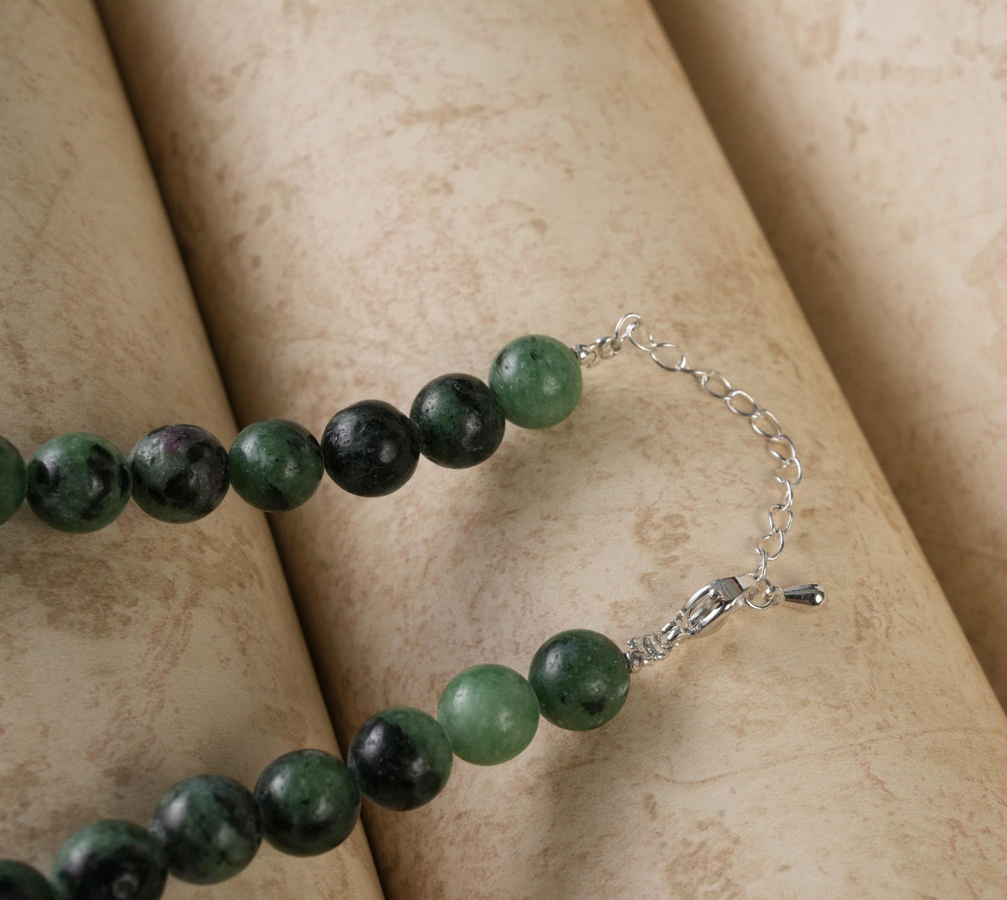 Genuine Ruby Zoisite Beads Necklace / Handcrafted Adjustable Mala Necklace / 8 MM Round Smooth Beaded Necklace Jewelry For Her - AS & JG