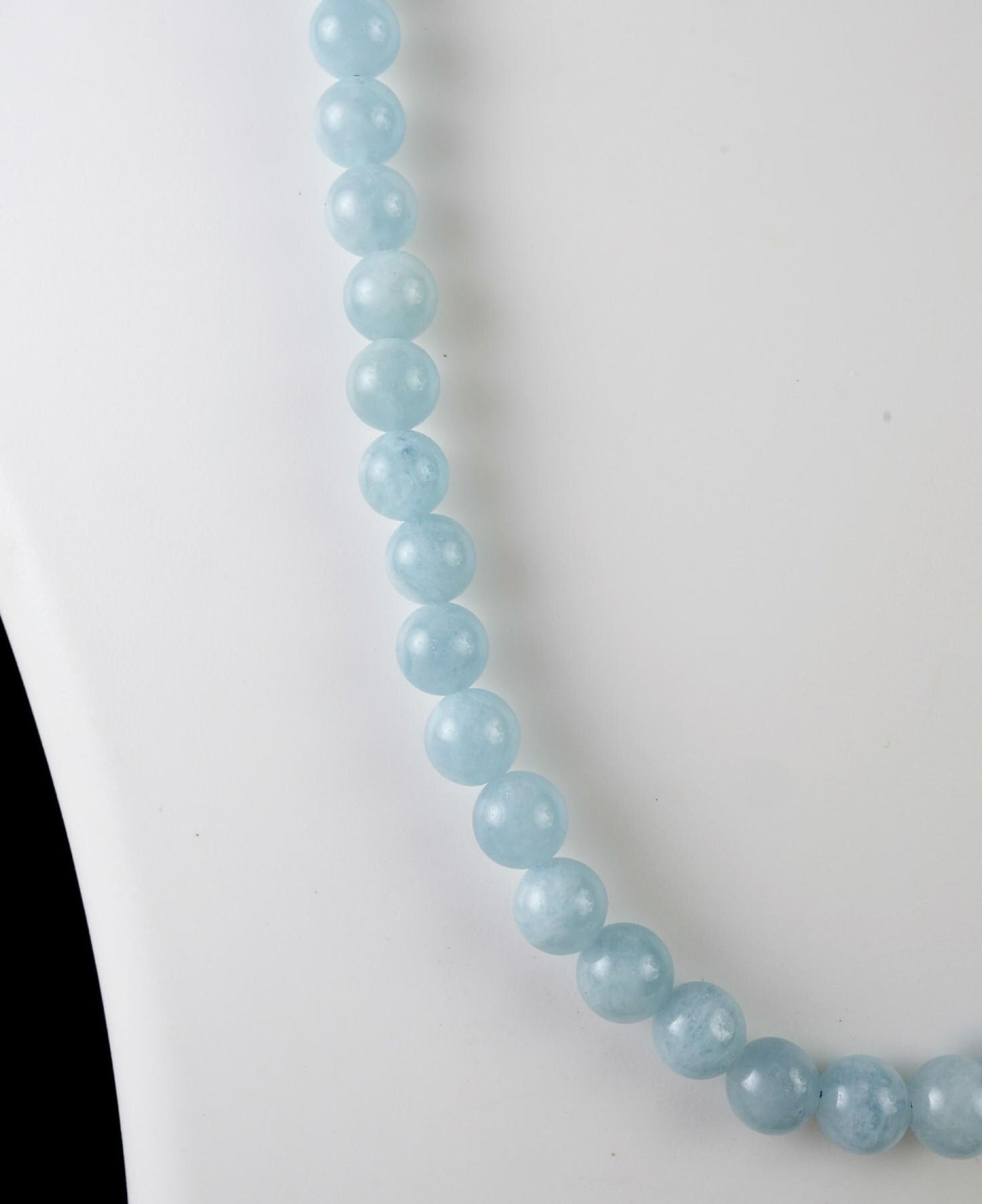 Genuine Aquamarine Beads Necklace / Handcrafted Adjustable Mala Necklace / 8 MM Round Smooth Beaded Necklace Jewelry For Her - AS & JG