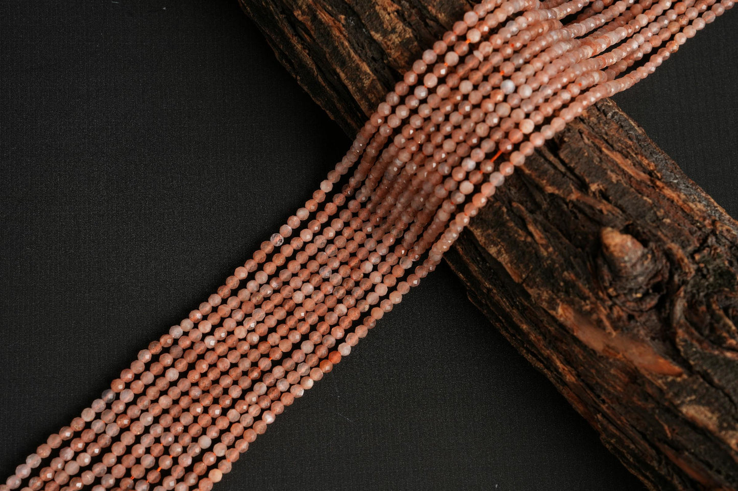 Natural Sunstone Gemstone Round Micro Faceted Beads String 15.5 Inches Long 2/3/4/6 MM for Jewelry Making and Crafting - AS & JG