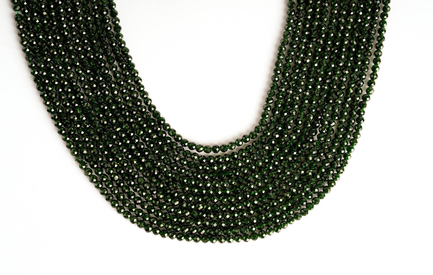 Natural Green Sandstone Gemstone Round Micro Faceted Beads String 15.5 Inches Long 2/3/4/6 MM for Jewelry Making and Crafting - AS & JG