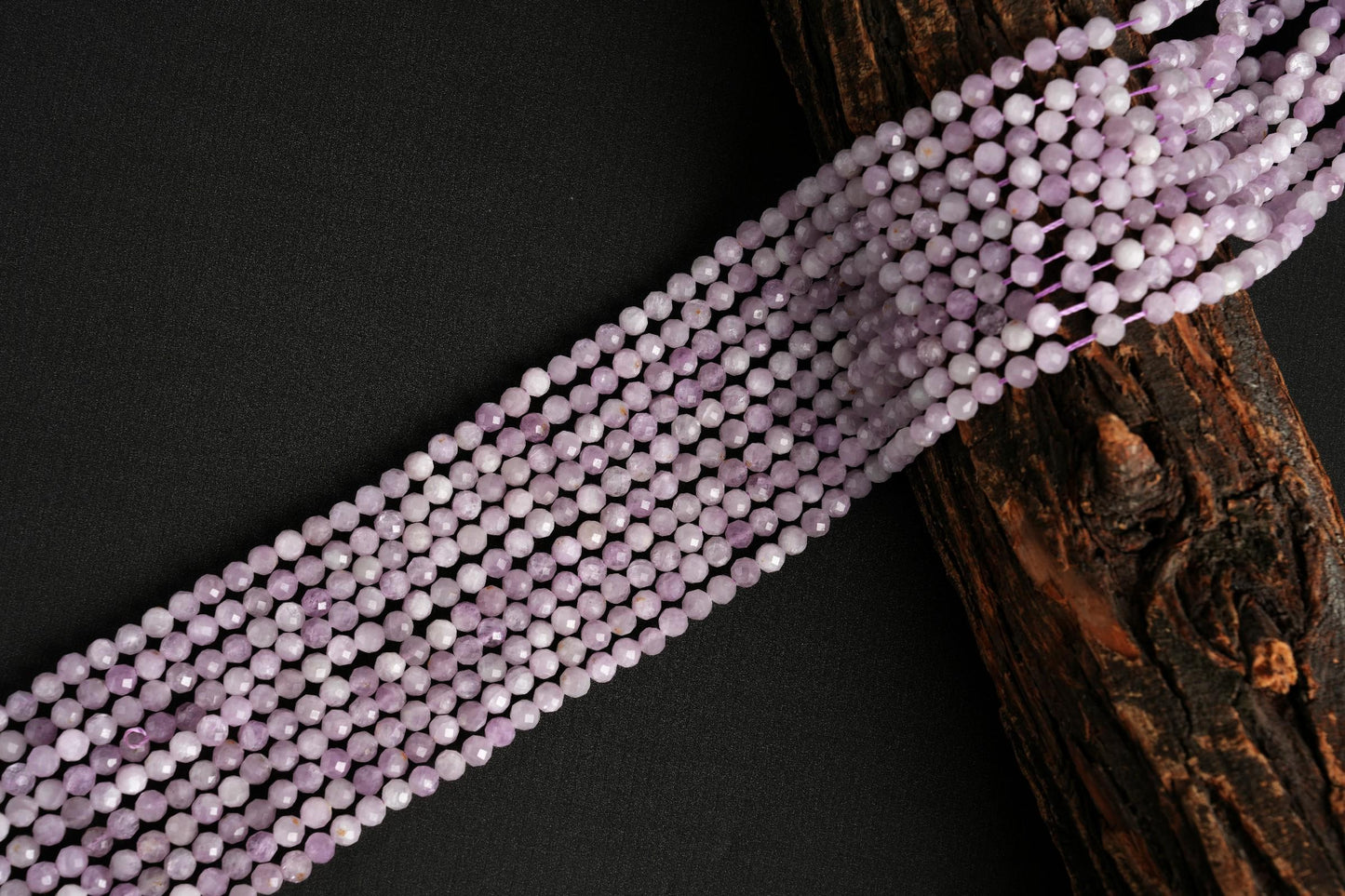 Natural Kunzite Gemstone Round Micro Faceted Beads String 15.5 Inches Long 2/3/4/6 MM for Jewelry Making and Crafting - AS & JG