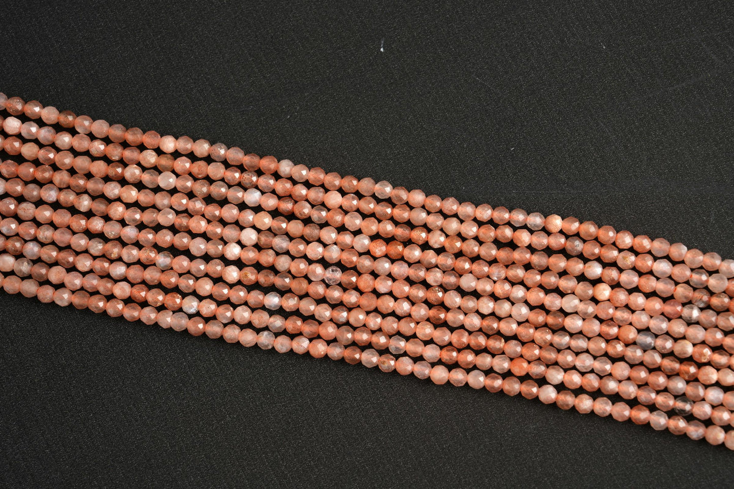 Natural Sunstone Gemstone Round Micro Faceted Beads String 15.5 Inches Long 2/3/4/6 MM for Jewelry Making and Crafting - AS & JG