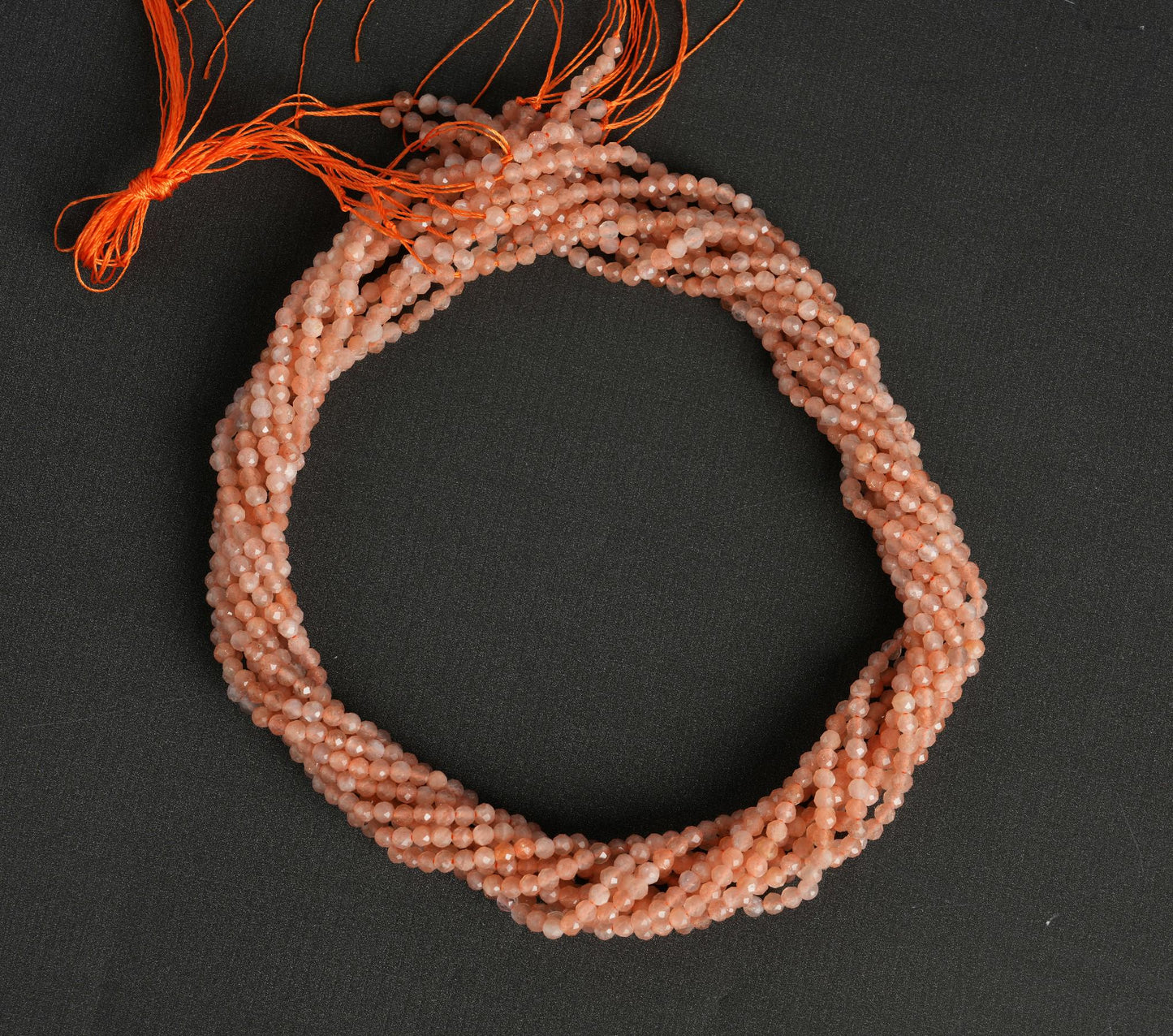 Natural Sunstone Gemstone Round Micro Faceted Beads String 15.5 Inches Long 2/3/4/6 MM for Jewelry Making and Crafting - AS & JG