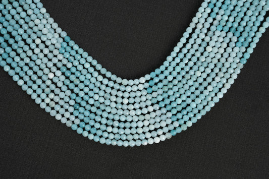Natural Amazonite Shaded Gemstone Round Micro Faceted Beads String 15.5 Inches Long 2/3/4/6 MM for Jewelry Making and Crafting - AS & JG