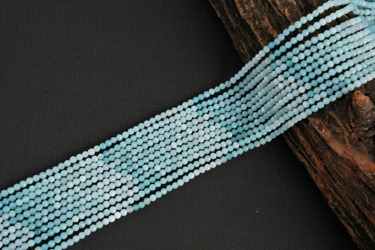 Natural Amazonite Shaded Gemstone Round Micro Faceted Beads String 15.5 Inches Long 2/3/4/6 MM for Jewelry Making and Crafting - AS & JG