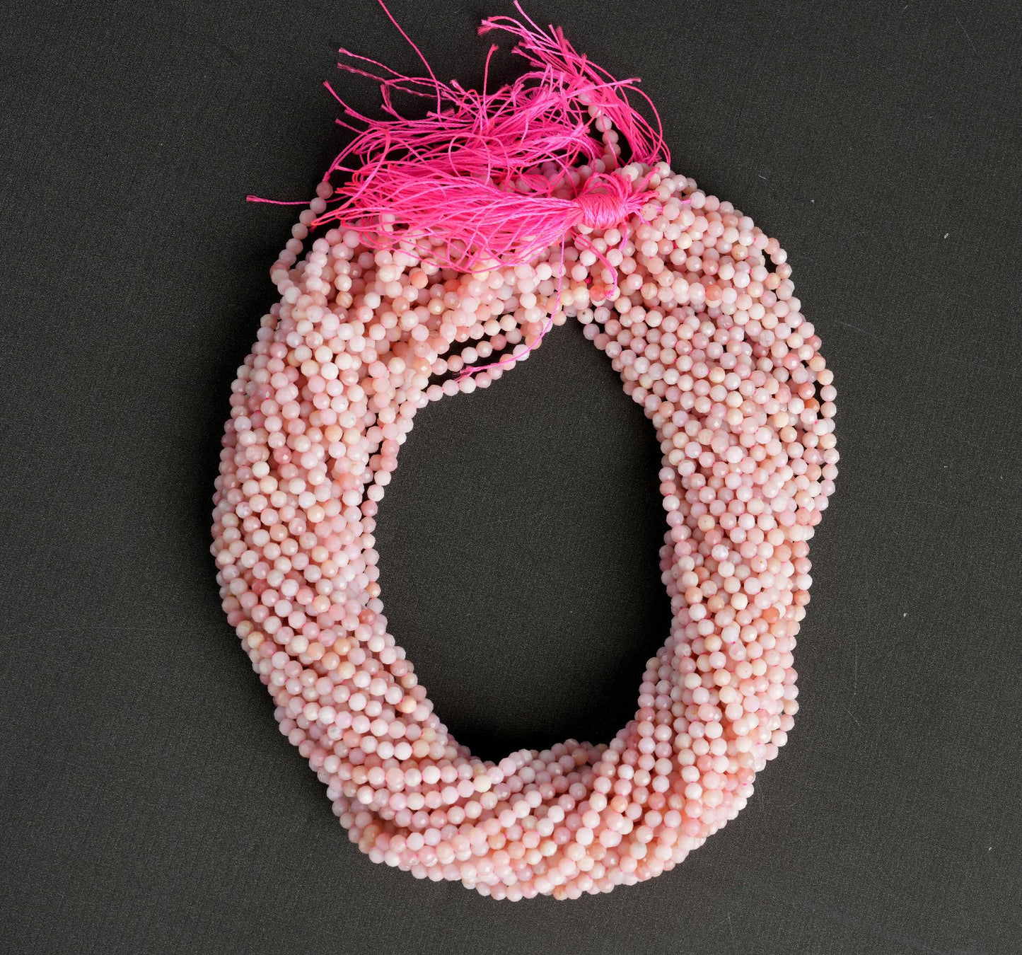 Natural Pink Opal Gemstone Round Micro Faceted Beads String 15.5 Inches Long 2/3/4/6 MM for Jewelry Making and Crafting - AS & JG