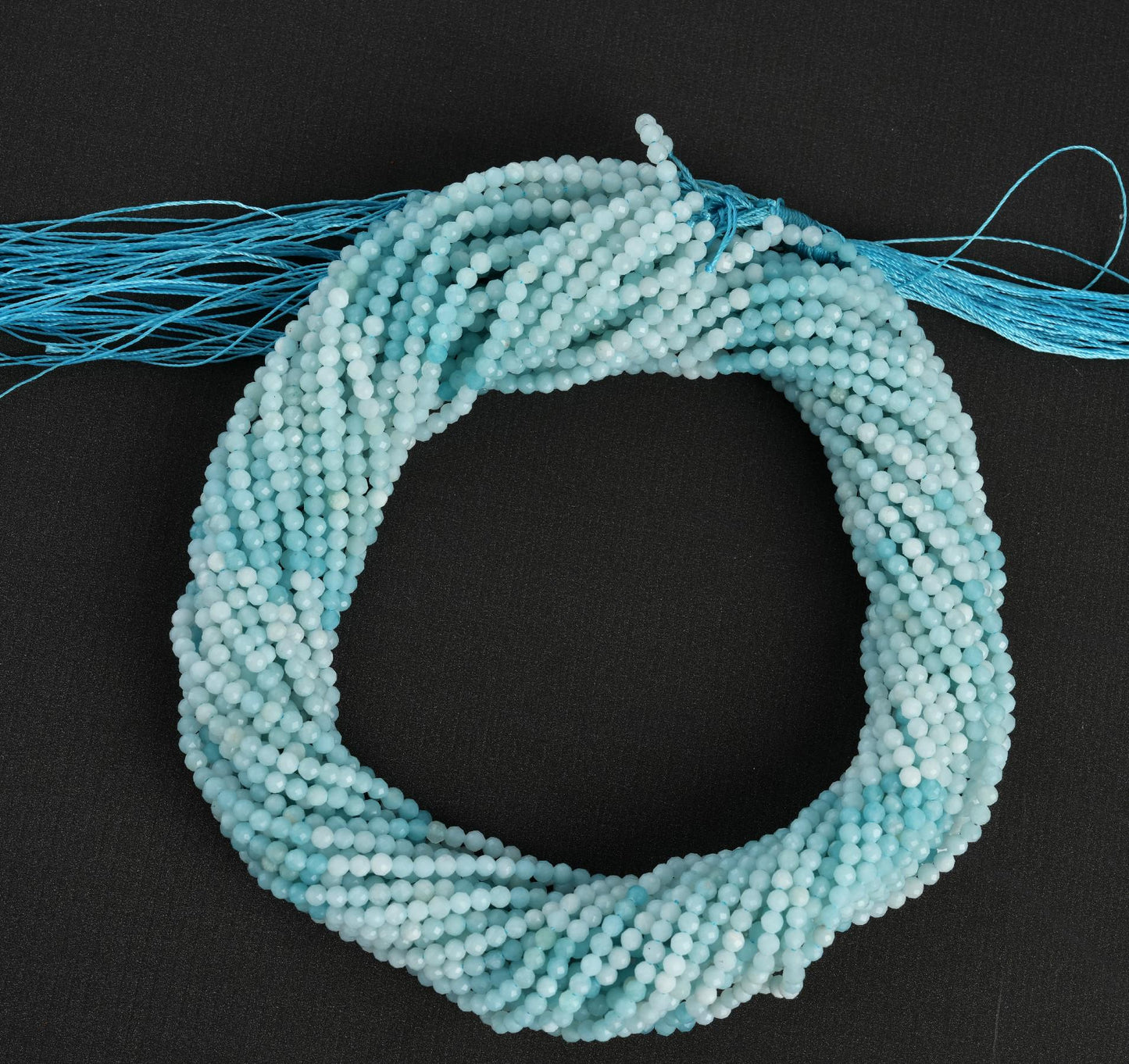 Natural Amazonite Shaded Gemstone Round Micro Faceted Beads String 15.5 Inches Long 2/3/4/6 MM for Jewelry Making and Crafting - AS & JG