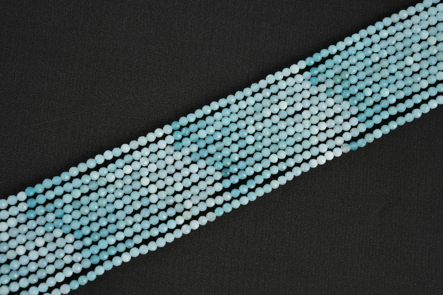 Natural Amazonite Shaded Gemstone Round Micro Faceted Beads String 15.5 Inches Long 2/3/4/6 MM for Jewelry Making and Crafting - AS & JG