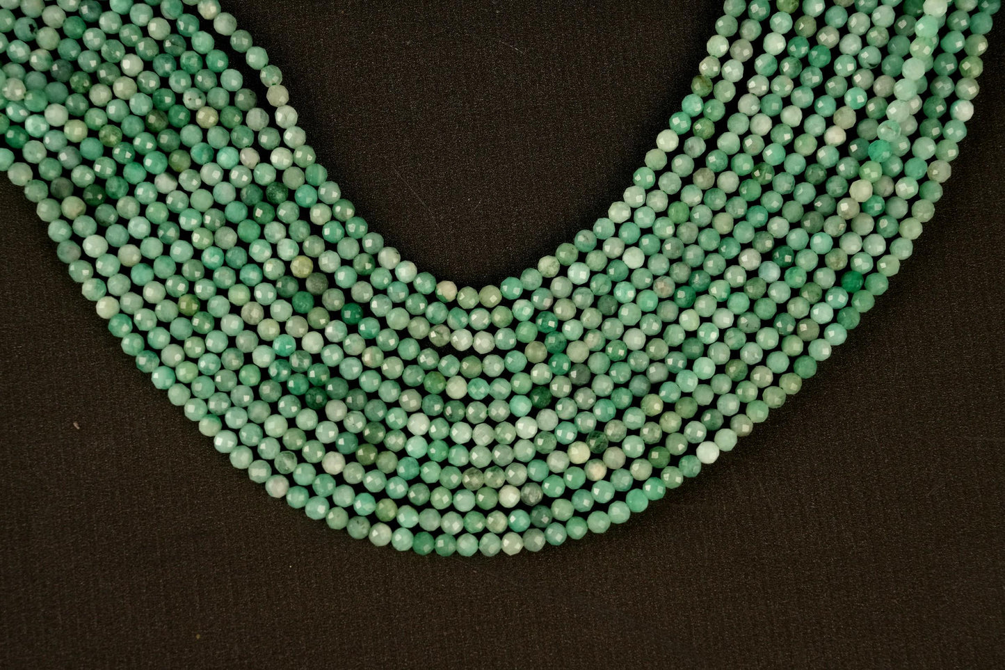 Natural Emerald Gemstone Round Micro Faceted Beads String 15.5 Inches Long 2/3/4/6 MM for Jewelry Making and Crafting - AS & JG