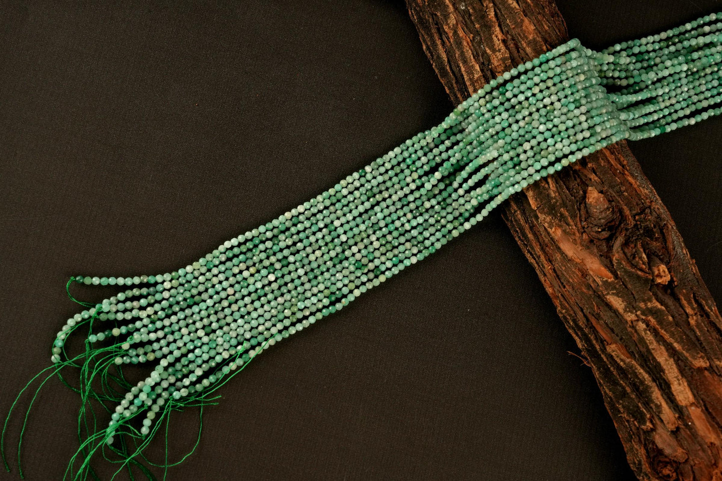 Natural Emerald Gemstone Round Micro Faceted Beads String 15.5 Inches Long 2/3/4/6 MM for Jewelry Making and Crafting - AS & JG