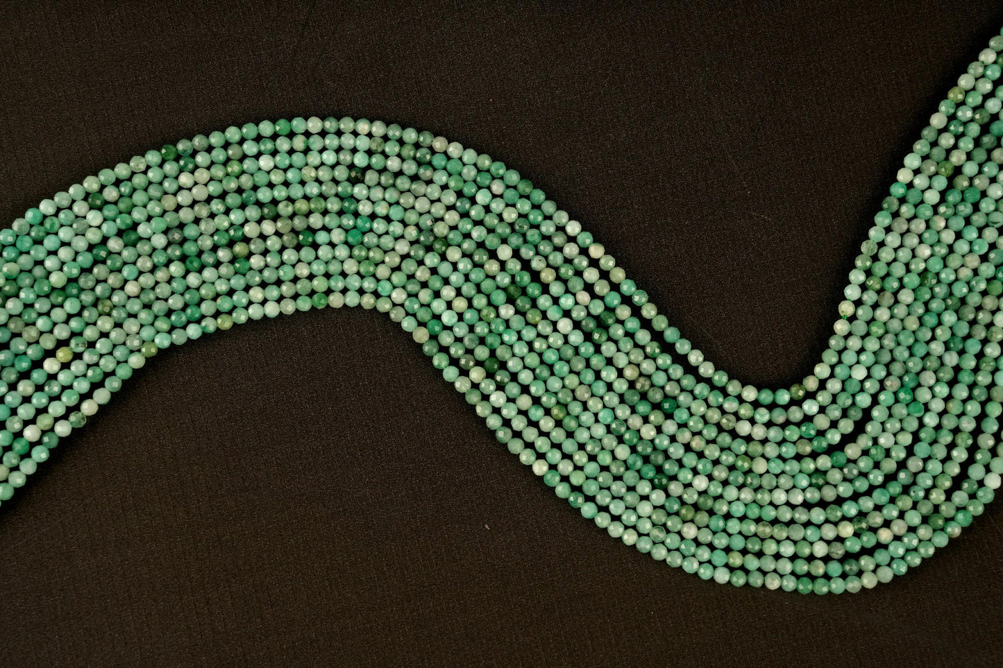 Natural Emerald Gemstone Round Micro Faceted Beads String 15.5 Inches Long 2/3/4/6 MM for Jewelry Making and Crafting - AS & JG