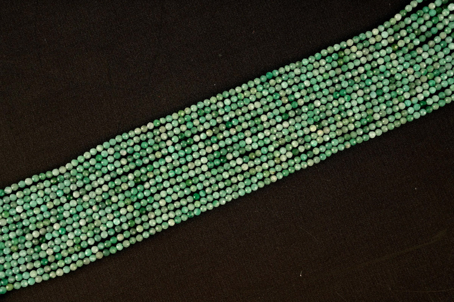 Natural Emerald Gemstone Round Micro Faceted Beads String 15.5 Inches Long 2/3/4/6 MM for Jewelry Making and Crafting - AS & JG